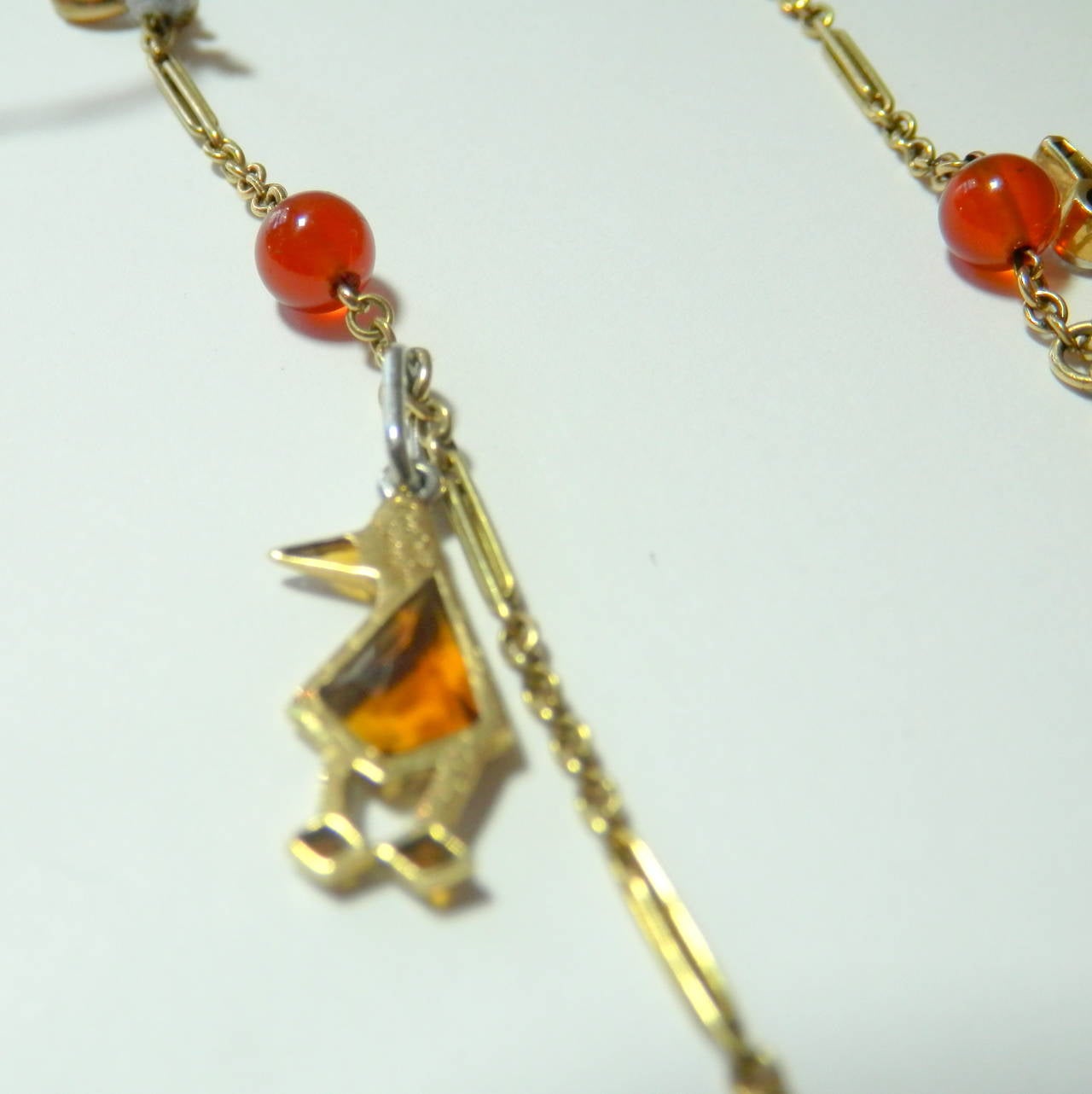 Cartier Citrine Diamond Gold Charm Bracelet circa 1950 In Good Condition In Aspen, CO