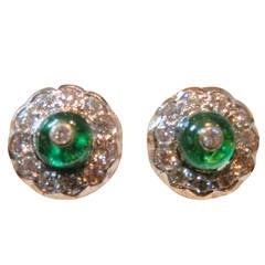 Emerald Diamond Gold Stud Earrings