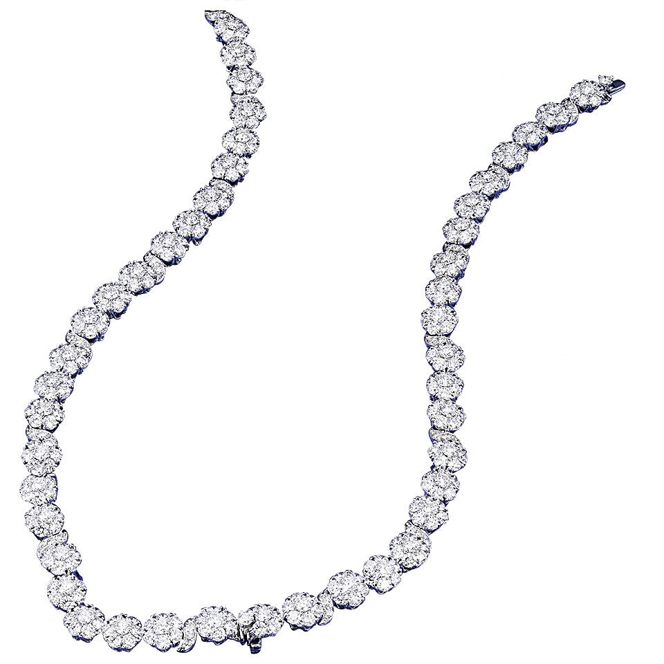 Van Cleef & Arpels Diamond Gold Cluster Necklace Converts to Bracelets or Choker