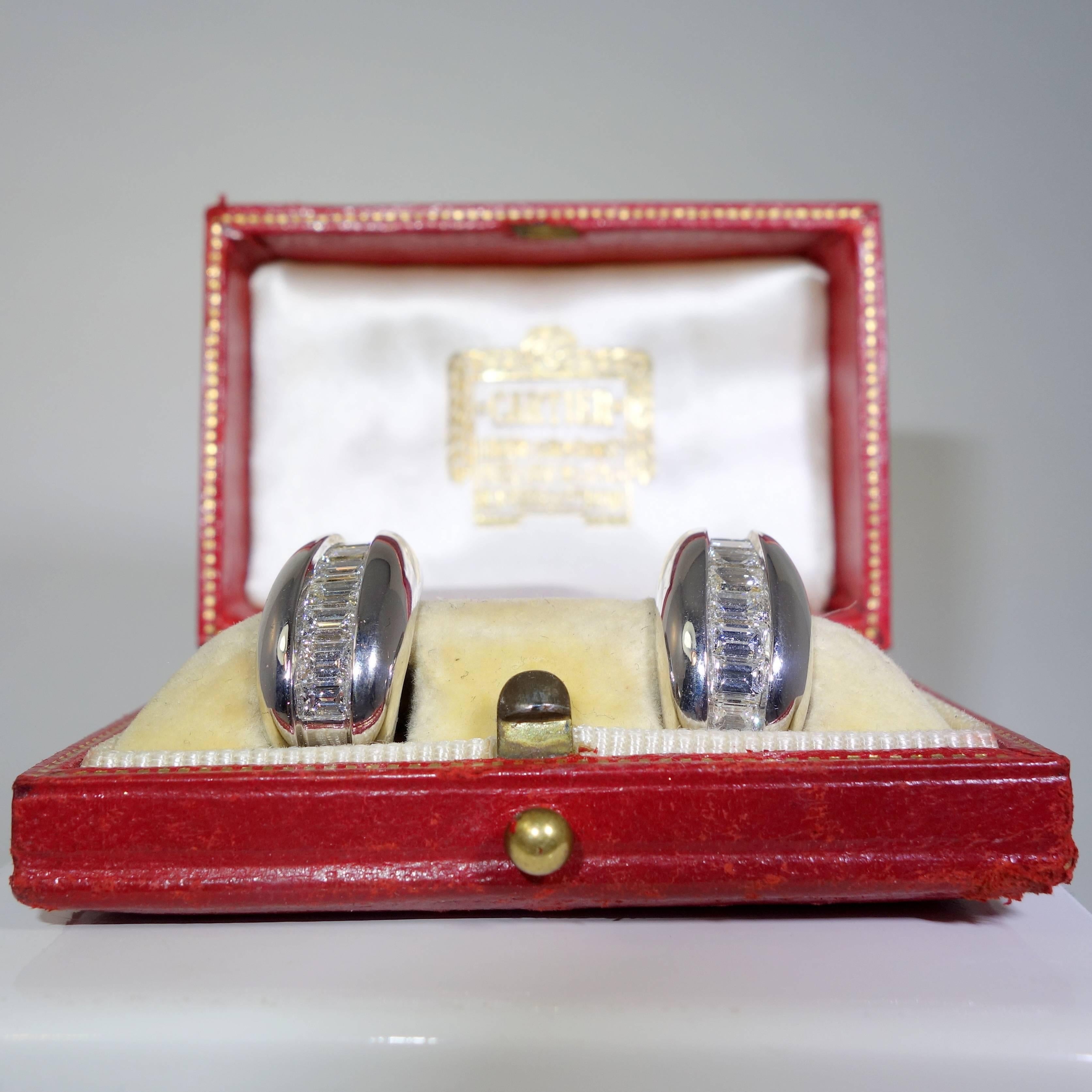 Art Deco  Cartier Diamond Earrings, circa 1960