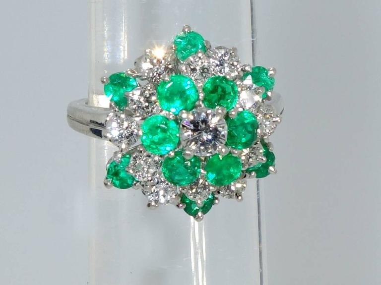 Oscar Heyman Emerald Diamond Platinum Ring at 1stDibs