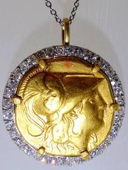 Ancient Gold Stater and Diamond Pendant