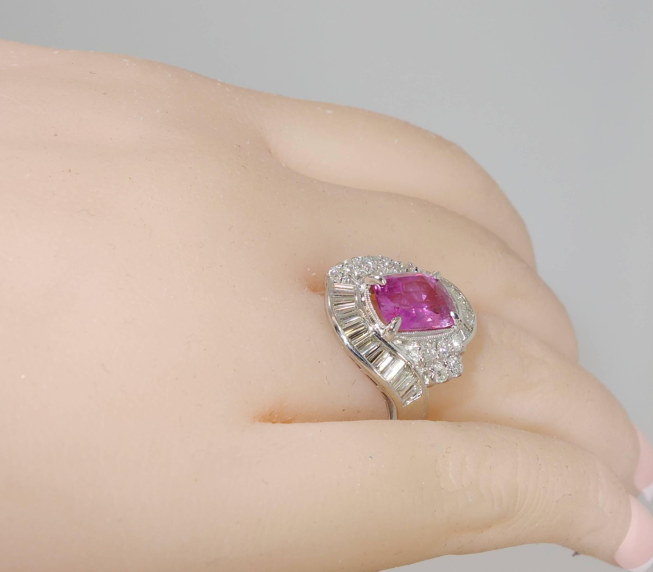 Women's Pink Sapphire Diamond Platinum Ring