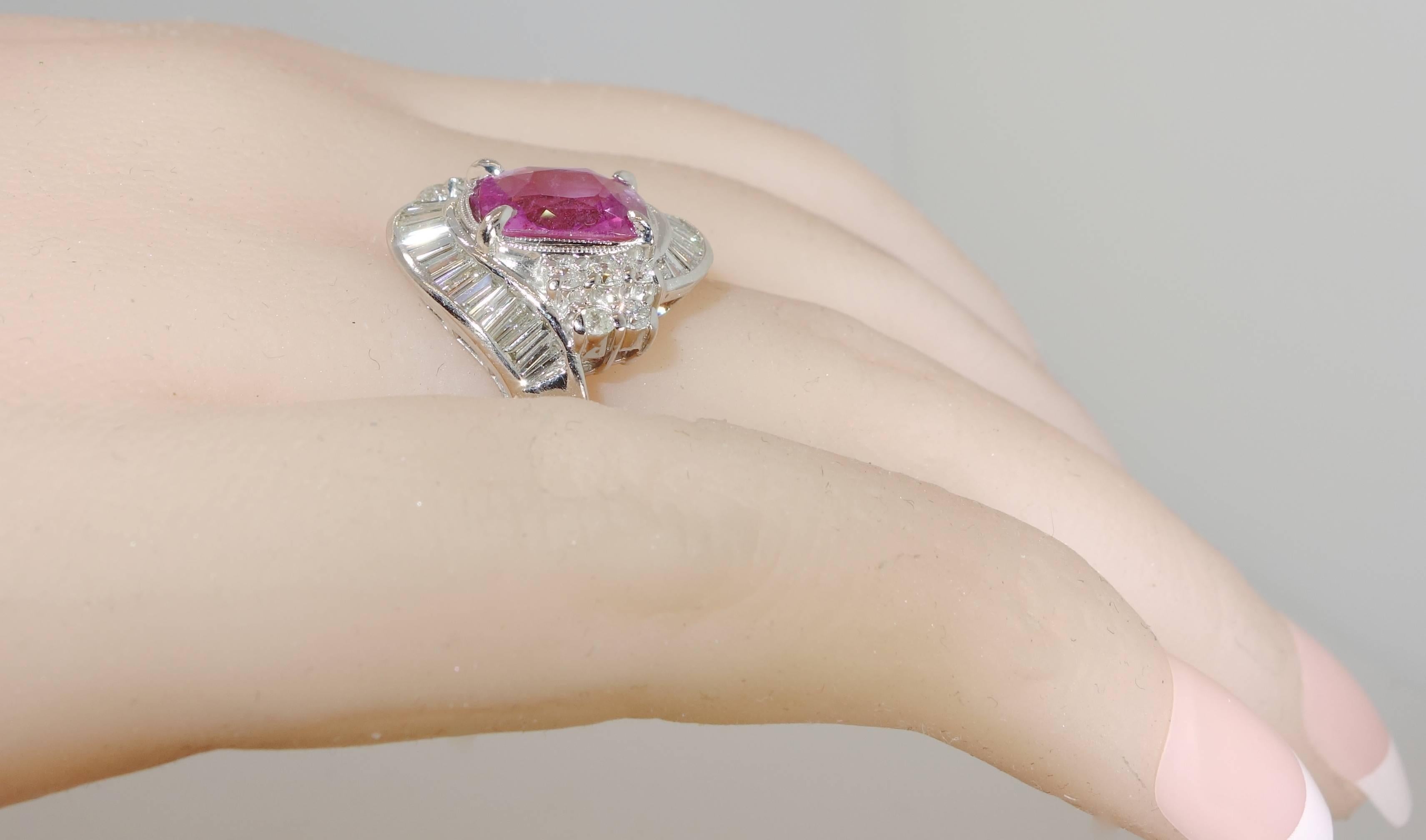 Pink Sapphire Diamond Platinum Ring 2