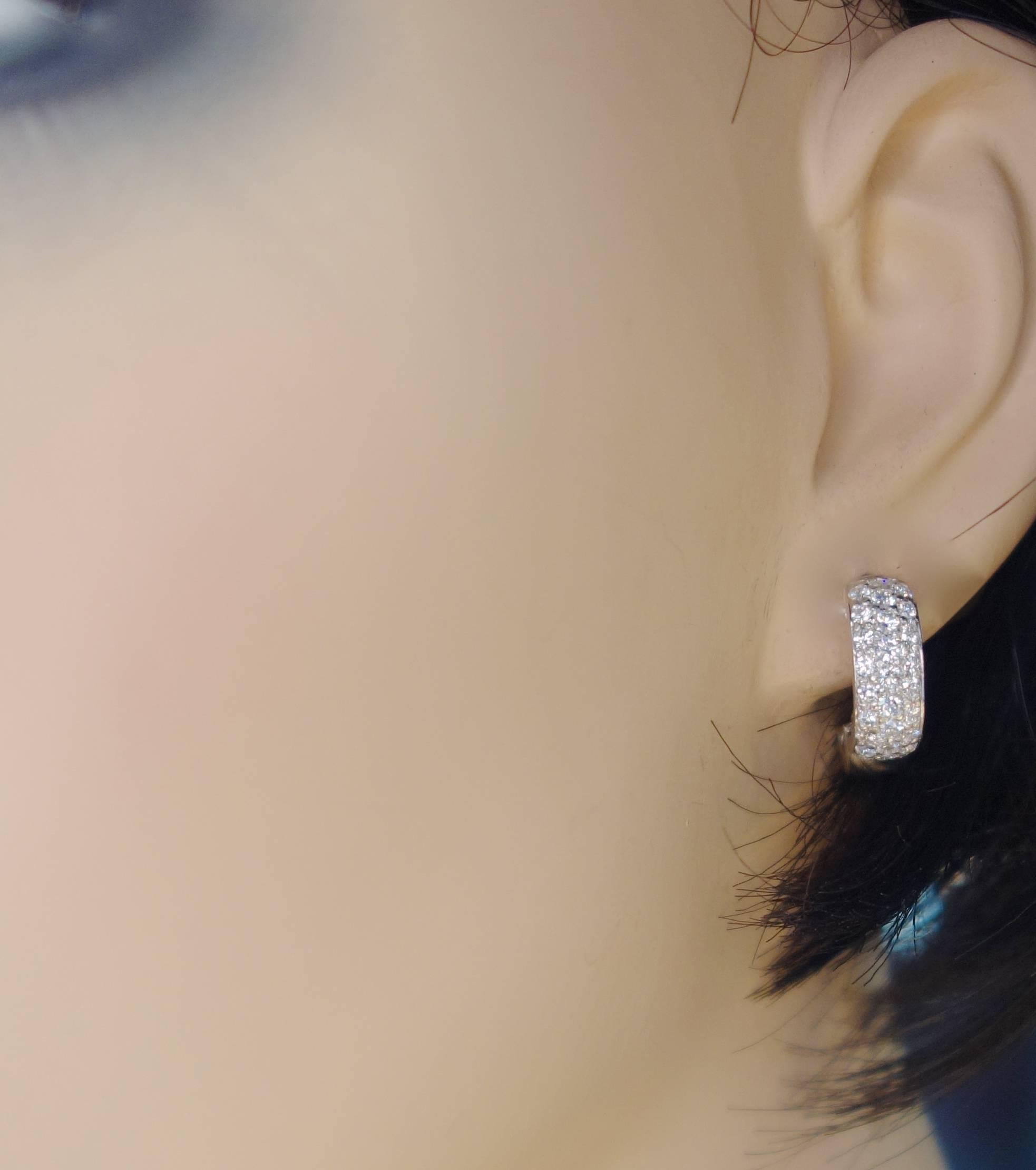 Contemporary Diamond Hoop Earrings