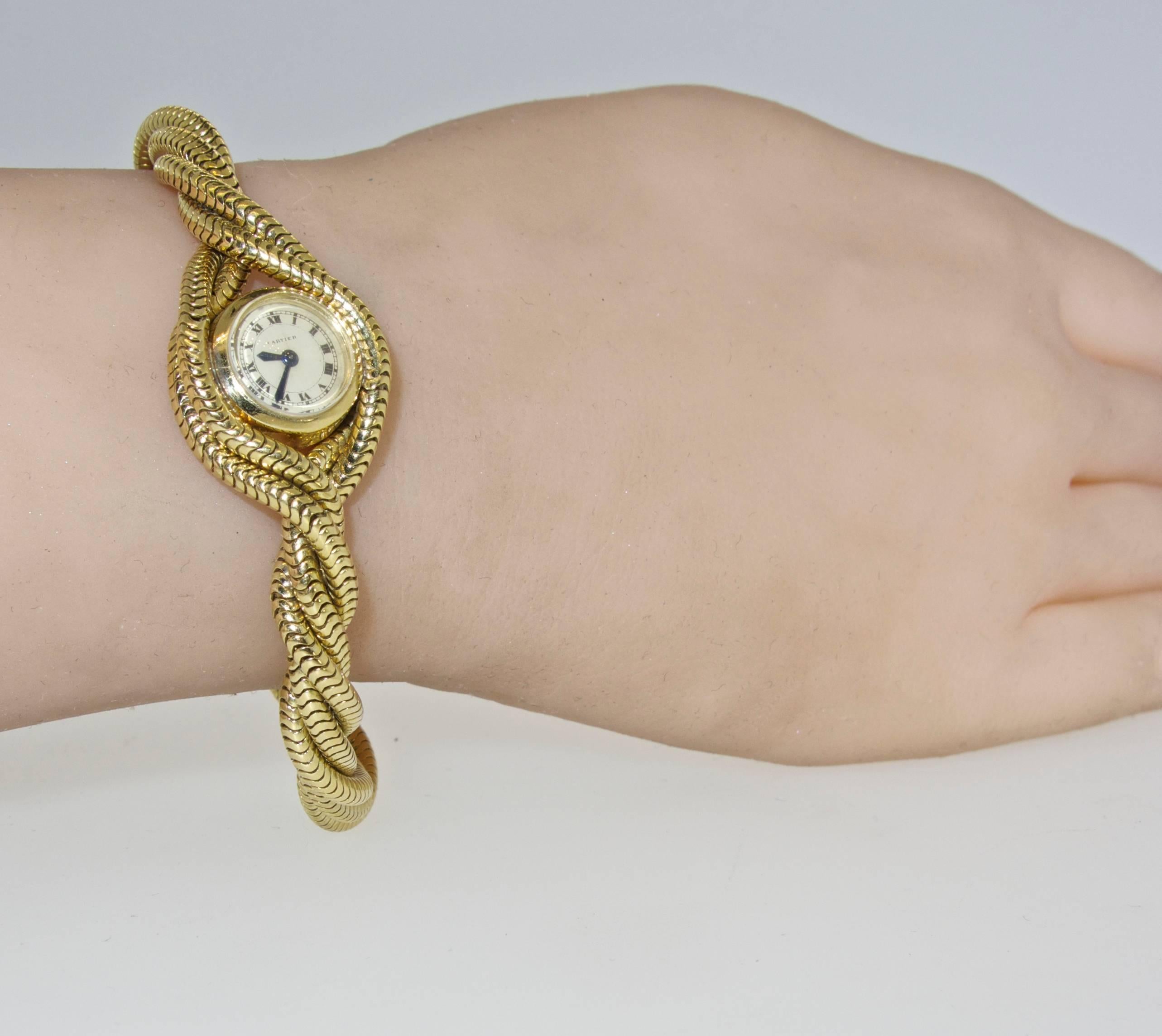 Retro Cartier Ladies Yellow Gold Wristwatch circa 1950