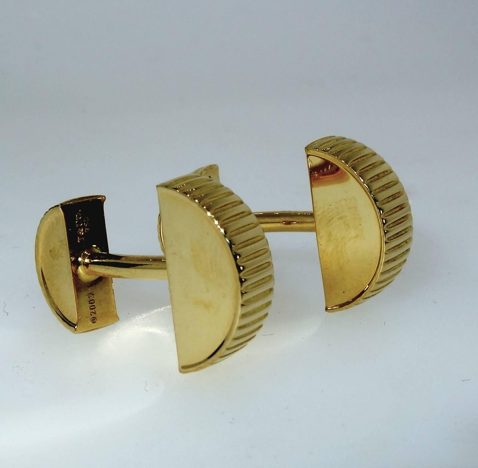 Contemporary Tiffany & Co. Ribbed Gold Cufflinks