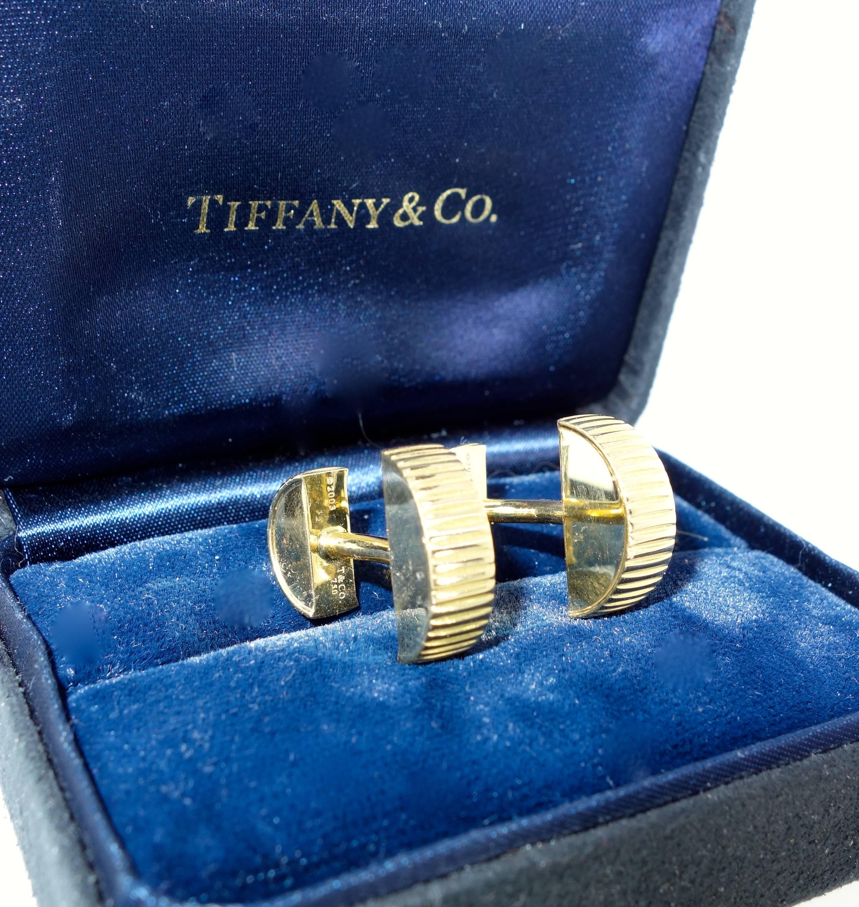 Men's Tiffany & Co. Ribbed Gold Cufflinks