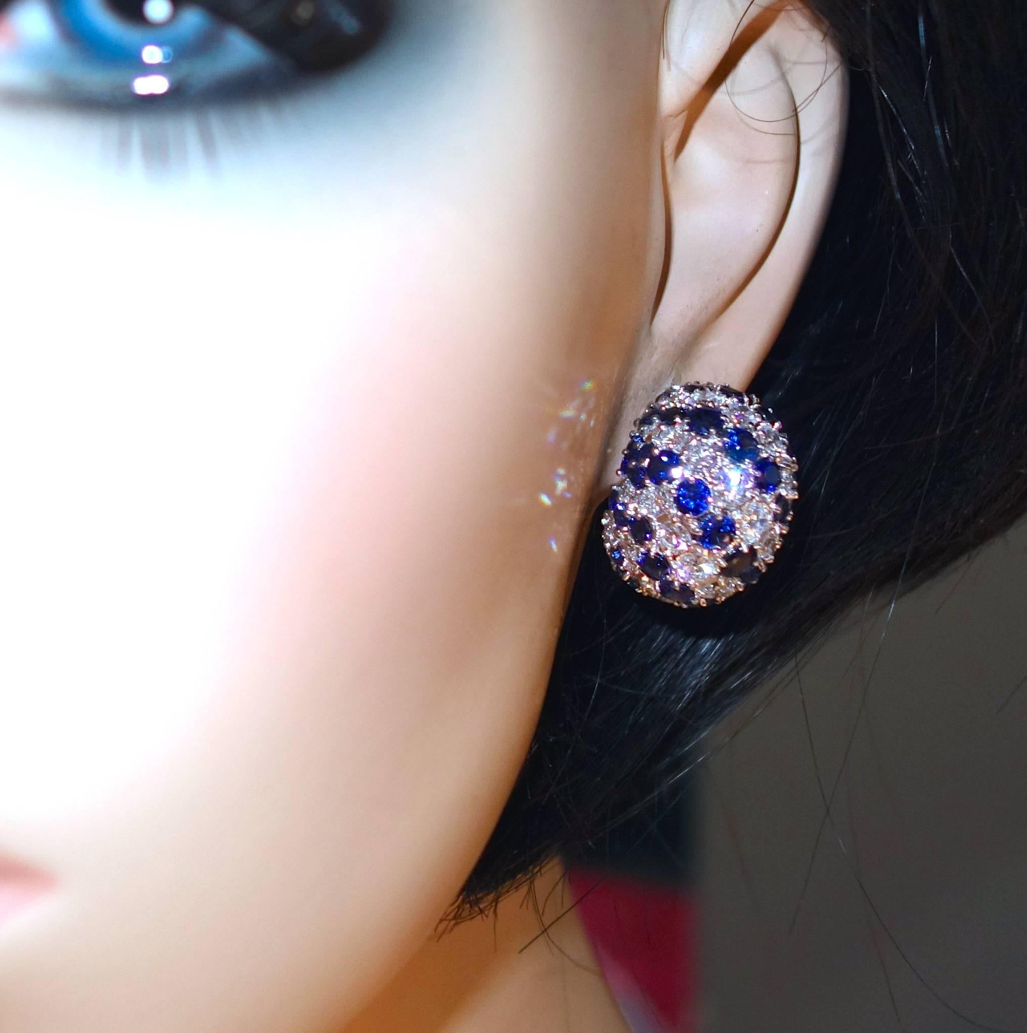 Contemporary Fine Sapphire Diamond Gold Earrings