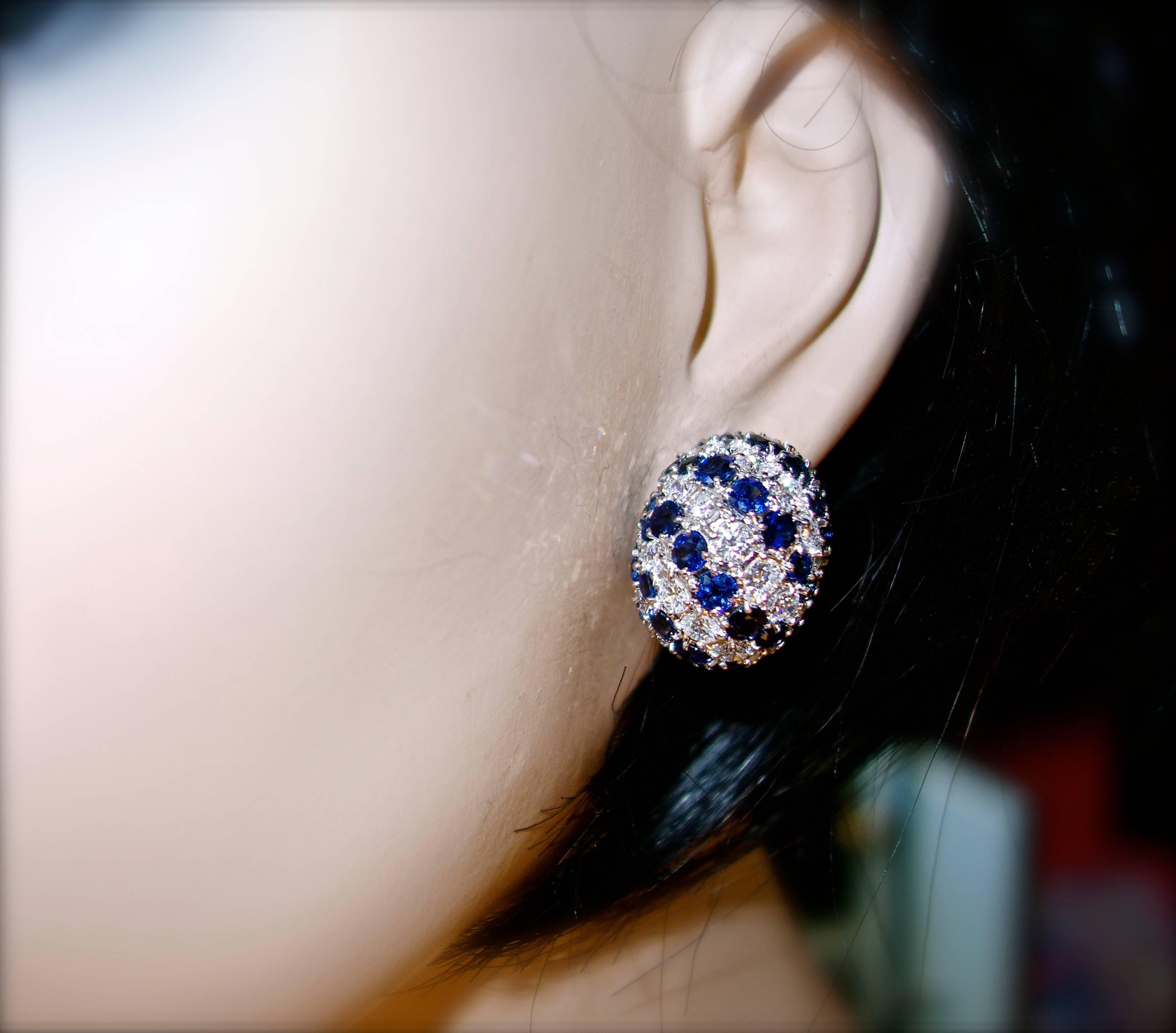 Women's Fine Sapphire Diamond Gold Earrings