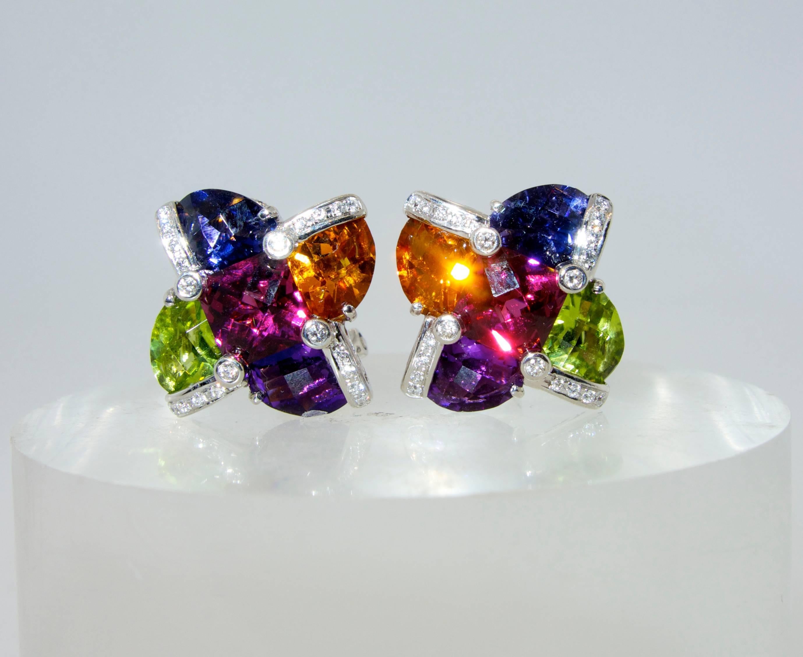 Women's Colored Stone and Diamonds Earrings