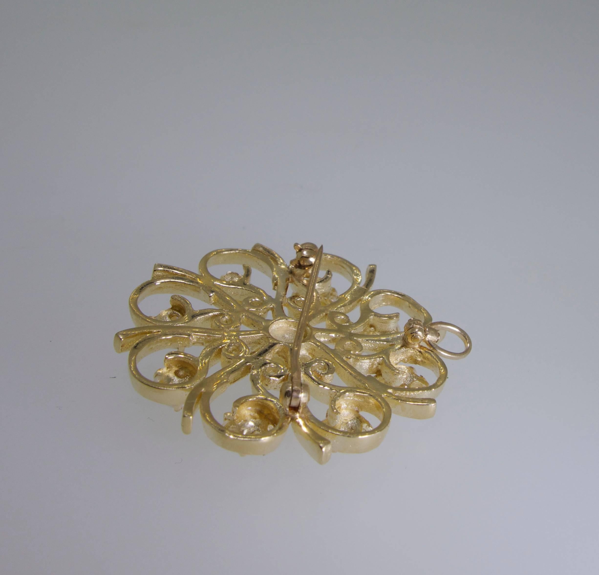 Women's Nine Opal Yellow Gold Pin Pendant
