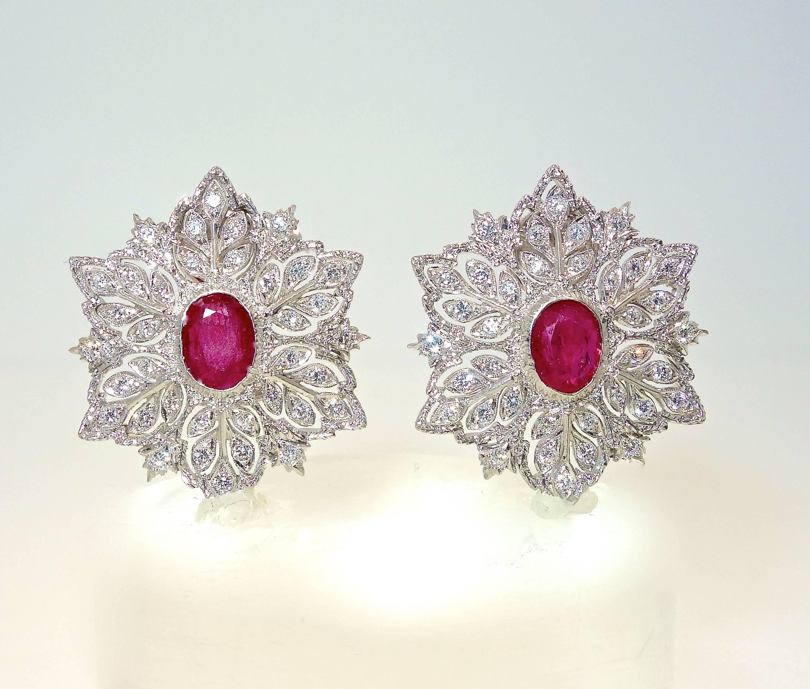 Women's Buccellati Ruby Diamond Gold Earrings