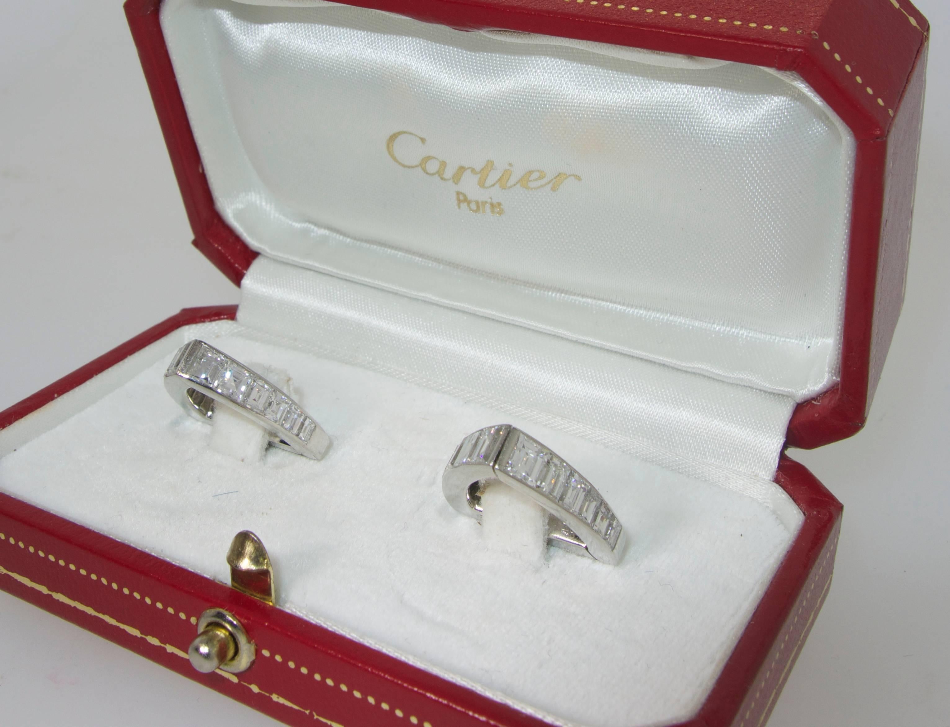 Women's or Men's Cartier Diamond Platinum Cufflinks