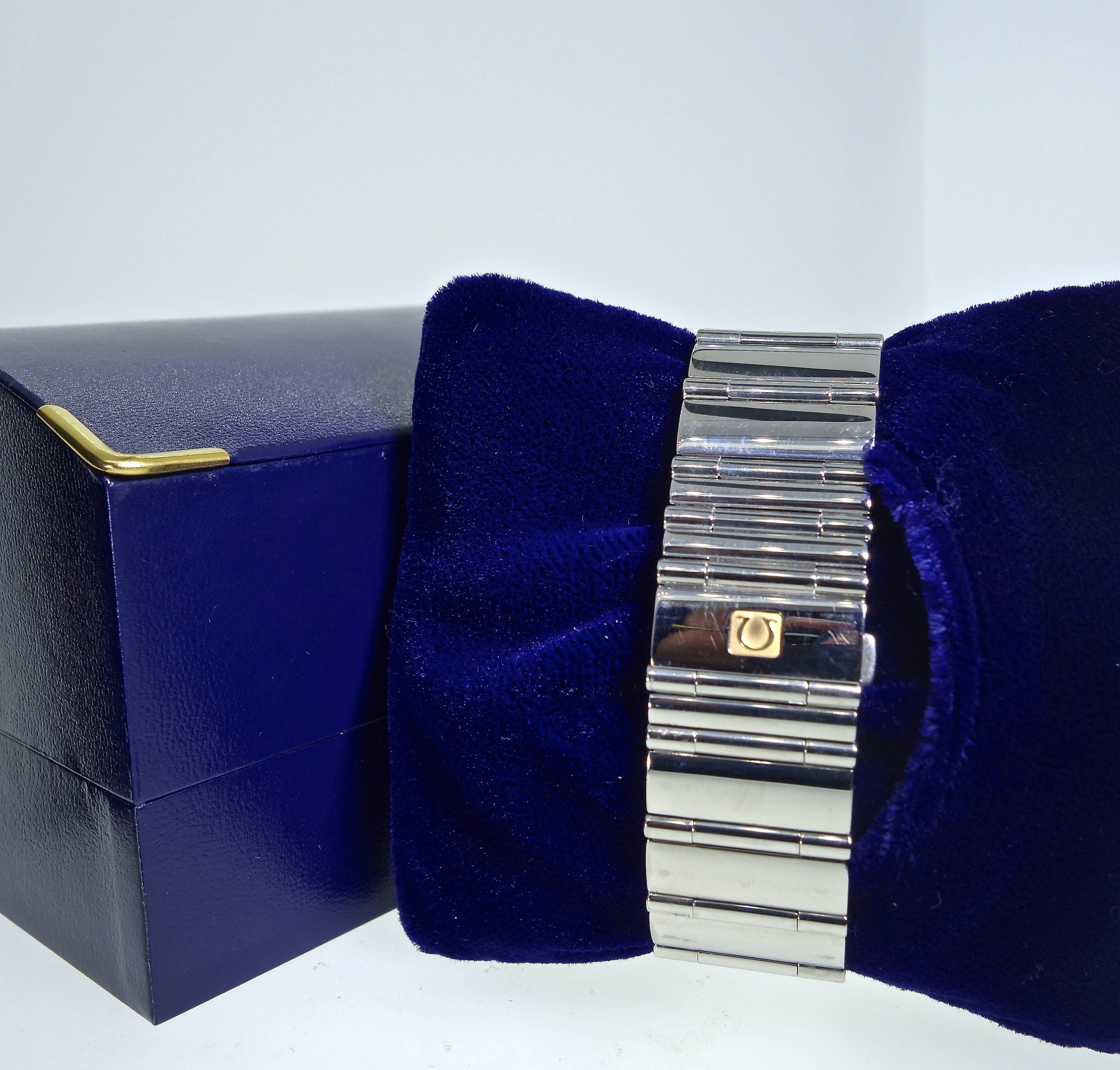 Contemporary Omega Ladies Stainless Steel Diamond Constellation Quartz Wristwatch