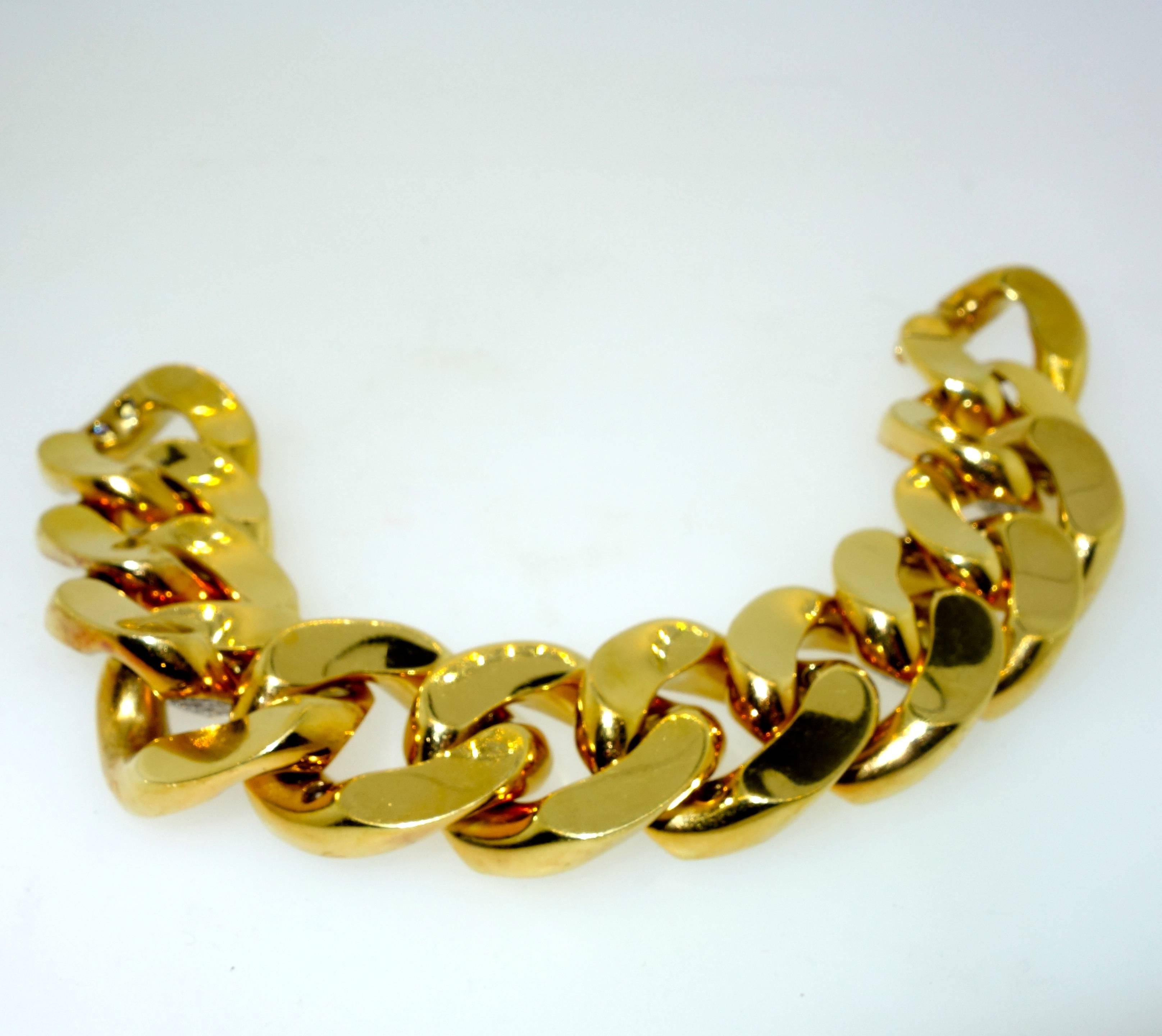 Substantial Diamond Yellow Gold Curb Link Bracelet, circa 1960 1