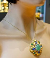 1960s Large Multi Stone Gold Brooch