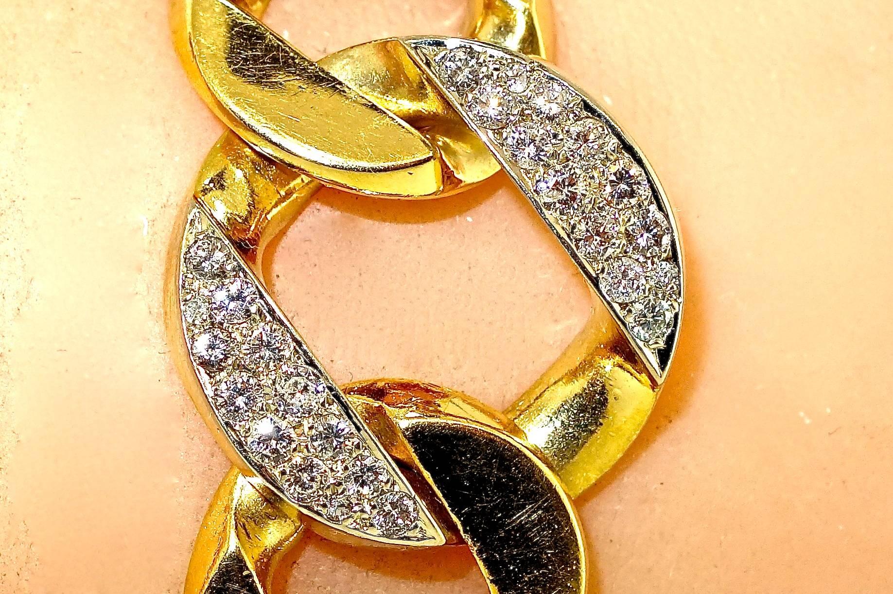 Diamond Gold Curb Link Bracelet In Excellent Condition In Aspen, CO