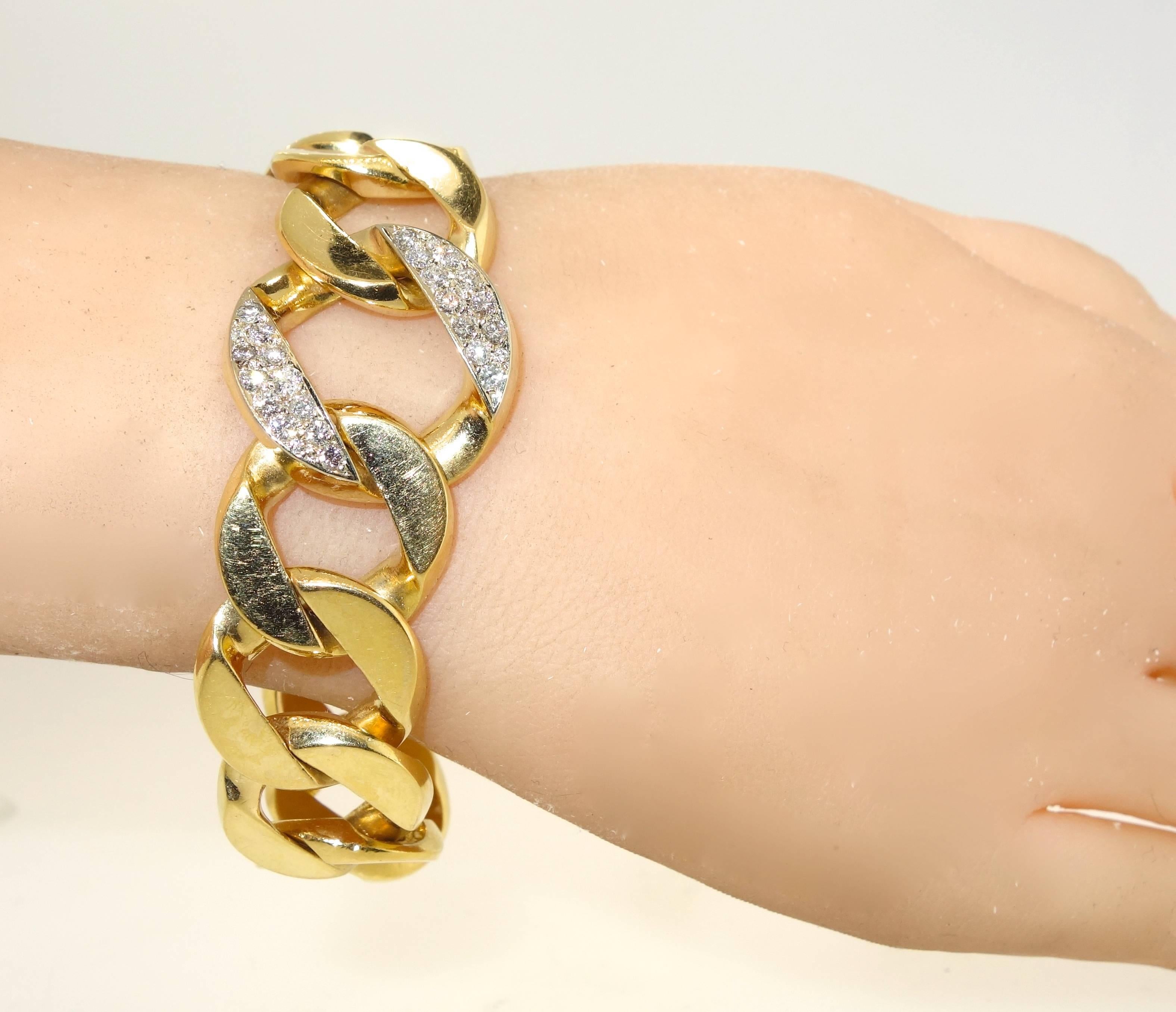 Contemporary Diamond Gold Curb Link Bracelet