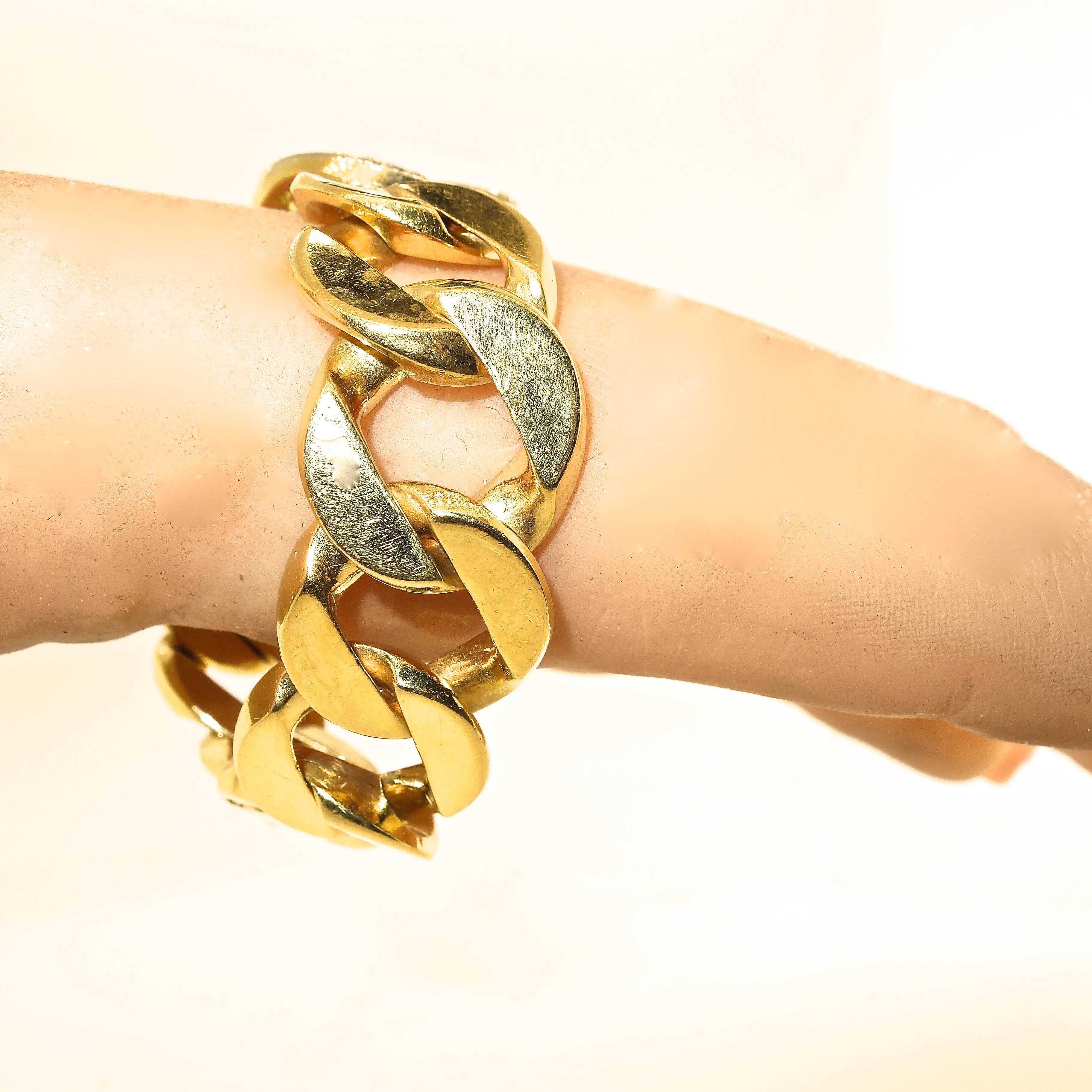 Women's or Men's Diamond Gold Curb Link Bracelet