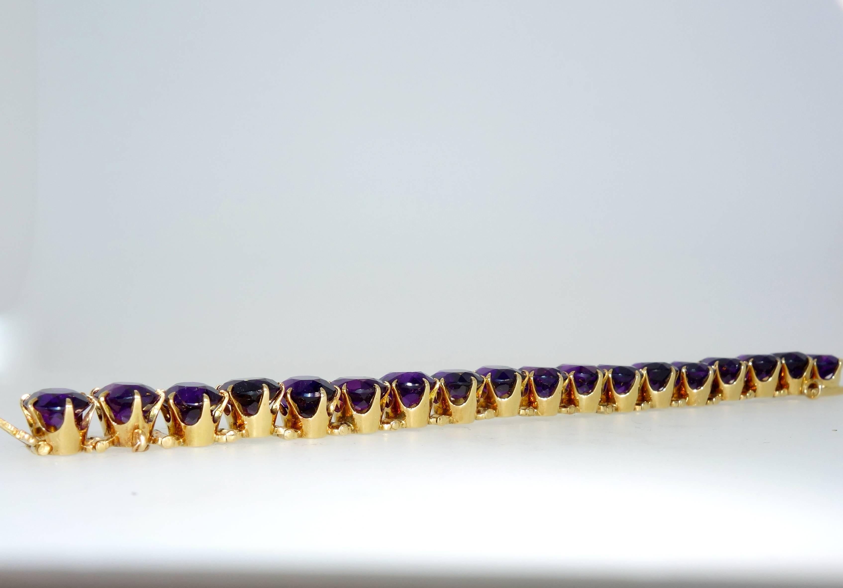 Women's or Men's Siberian Amethyst Gold Bracelet