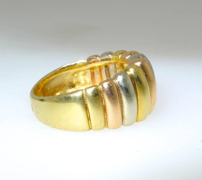 Van Cleef and Arpels France Tricolor Wide Band Gold Ring at 1stdibs