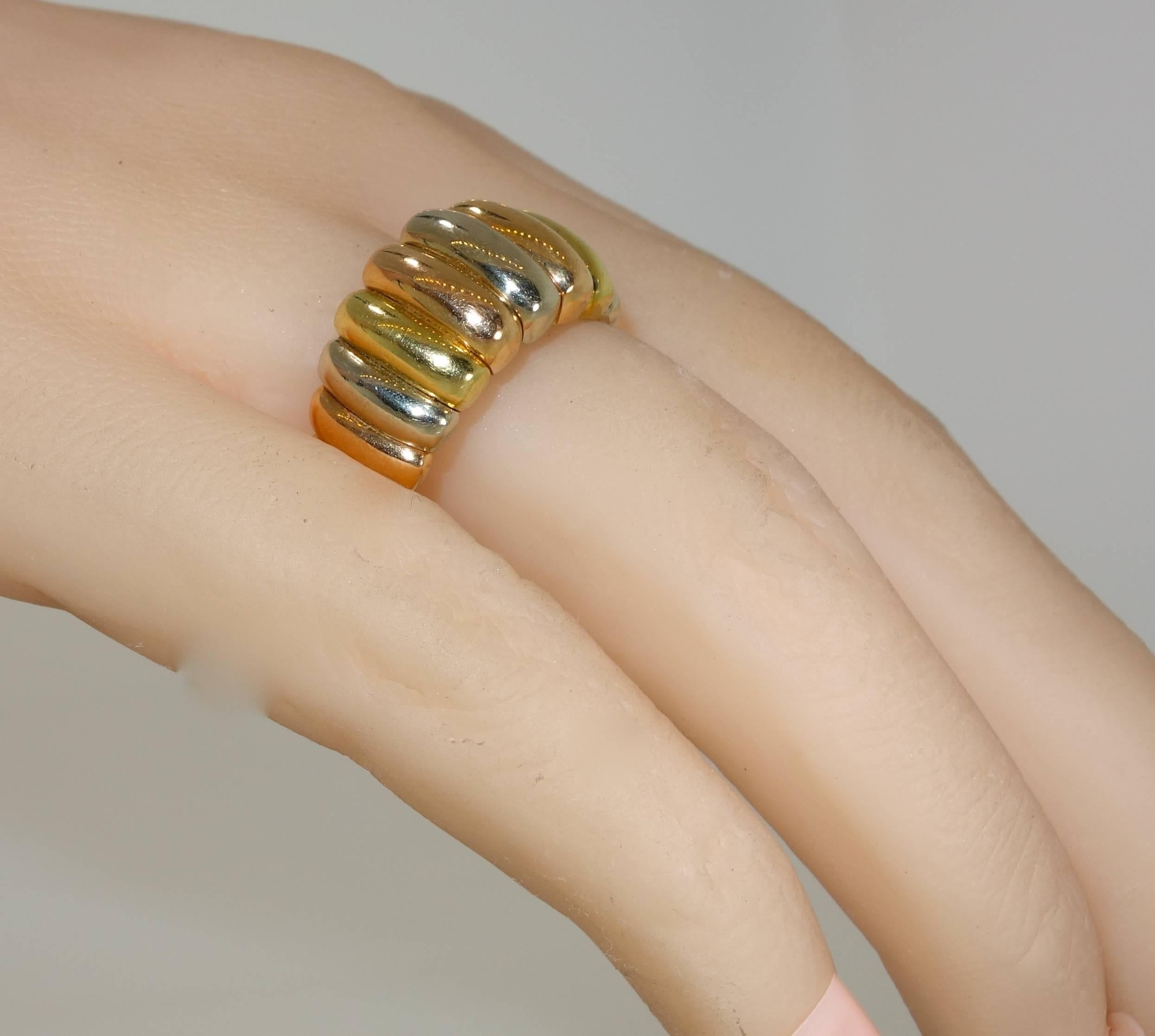 Van Cleef & Arpels France Tricolor Wide Band Gold Ring In Excellent Condition In Aspen, CO