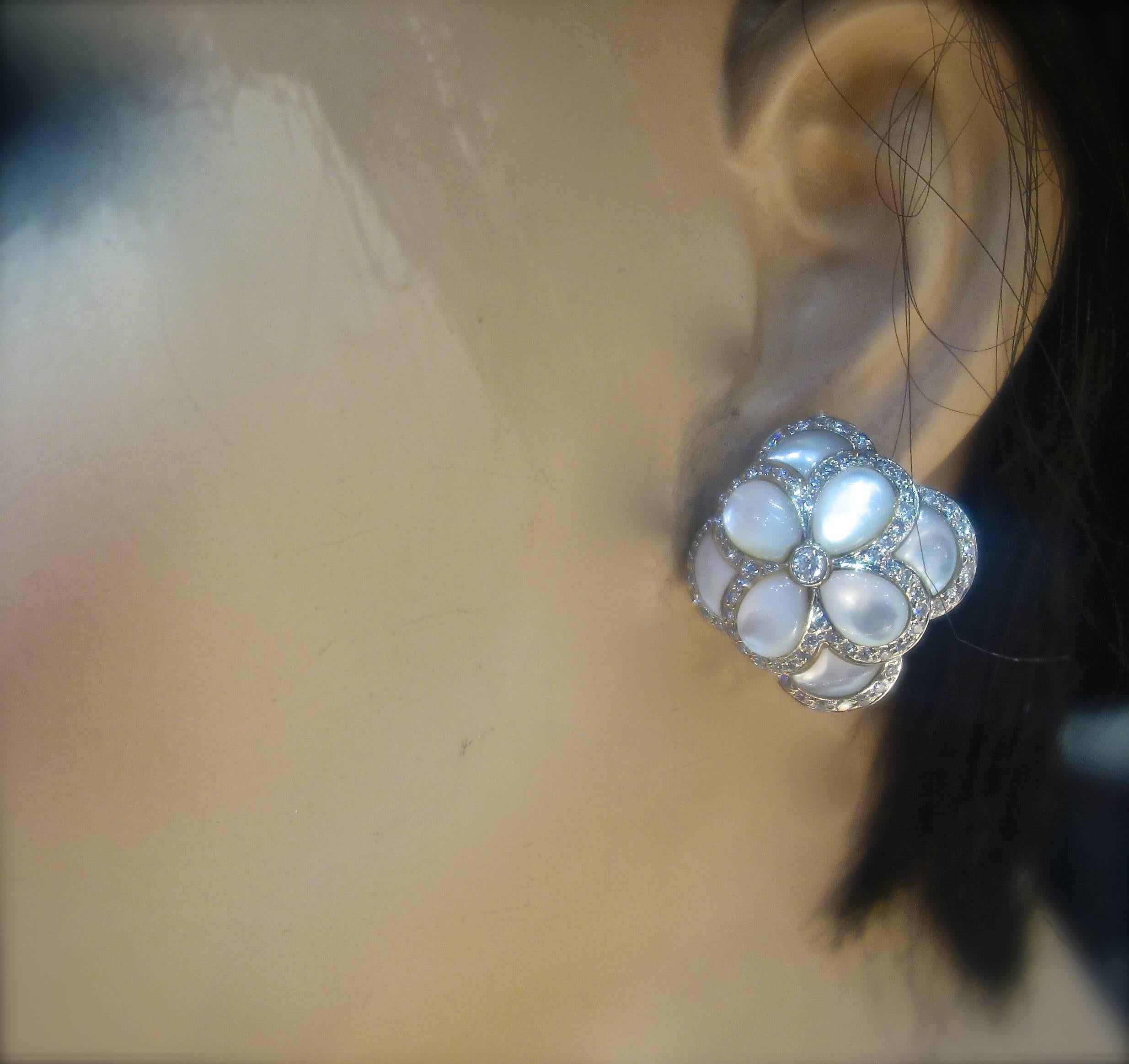 Women's Fancy Cut Mother-of-Pearl and Diamond Earrings