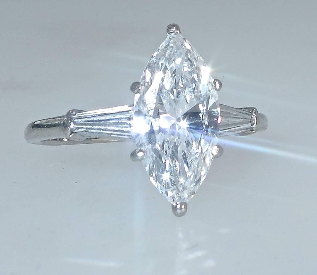 Cartier GIA Certified D Color 2.32 Carat Marquise Diamond Ring In Excellent Condition In Aspen, CO