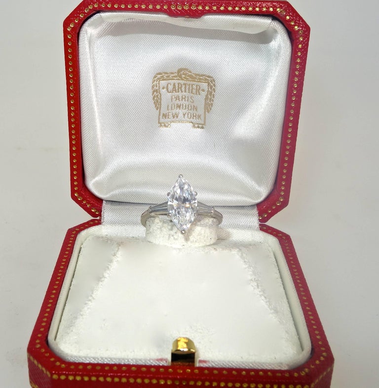 Cartier GIA Certified D Color 2.32 Carat Marquise Diamond Ring at 1stDibs