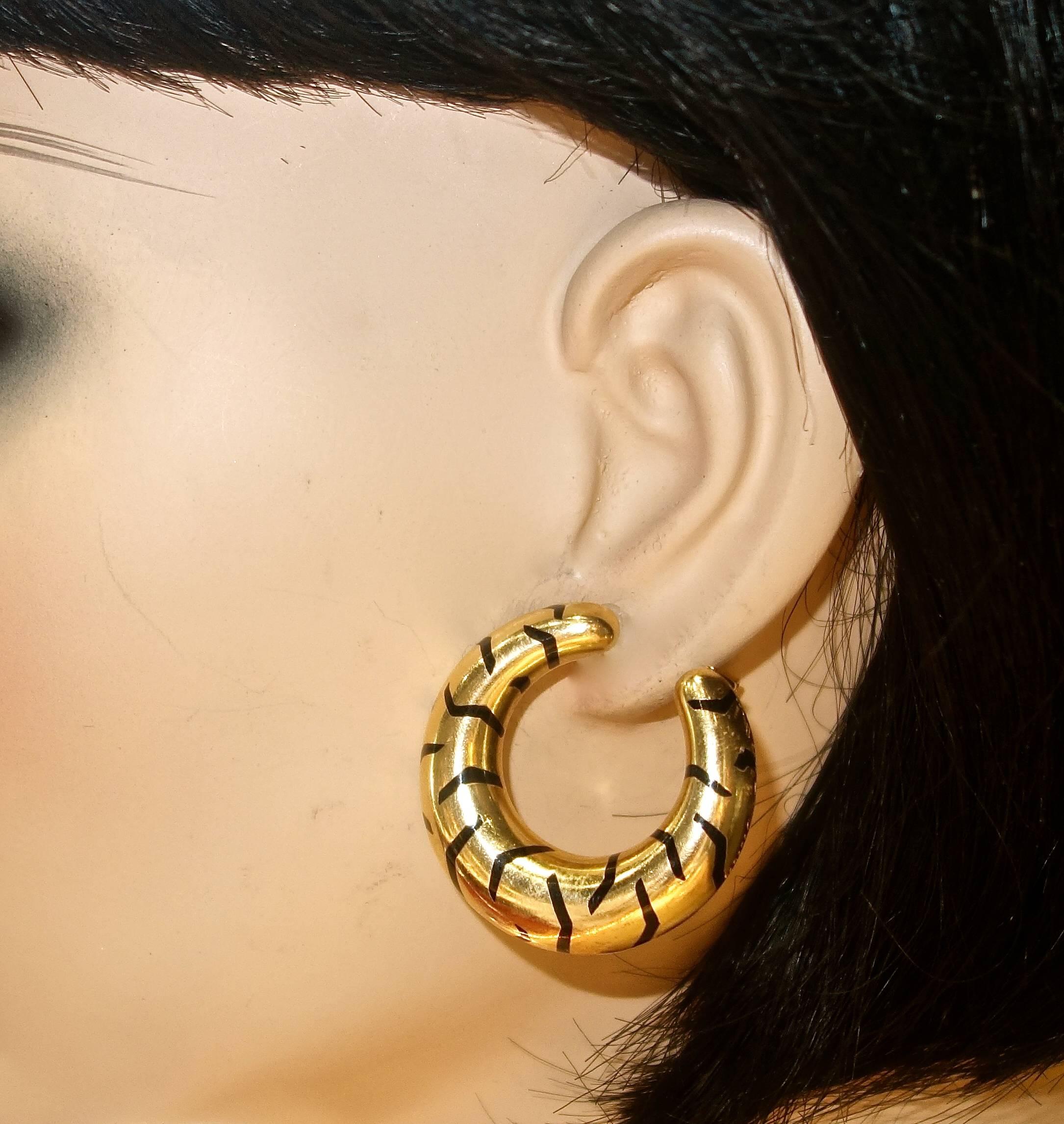 Women's Cartier Paris Gold Tiger Stripe Earrings