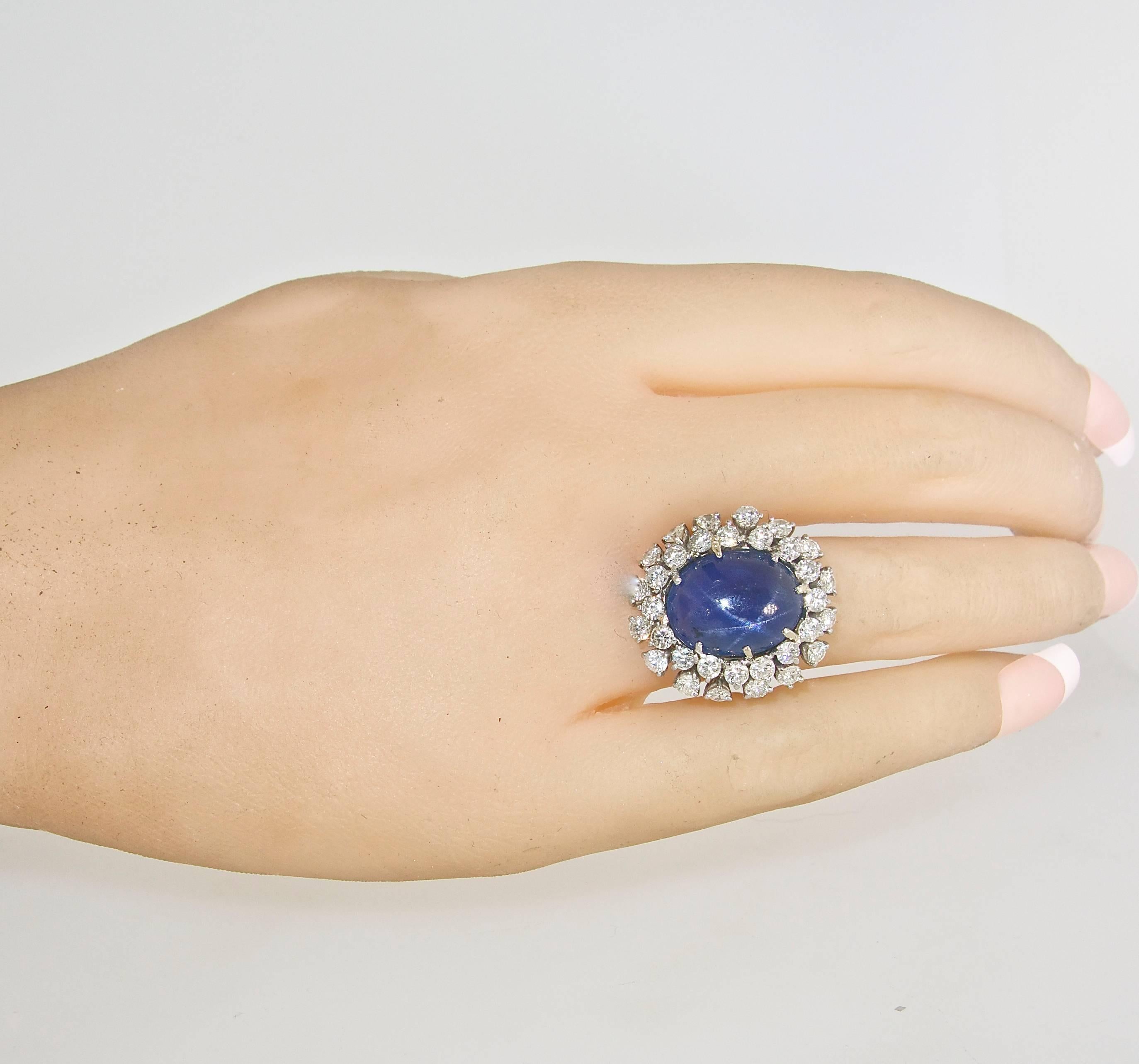 Ceylon Star Sapphire and Diamond Ring In Excellent Condition In Aspen, CO