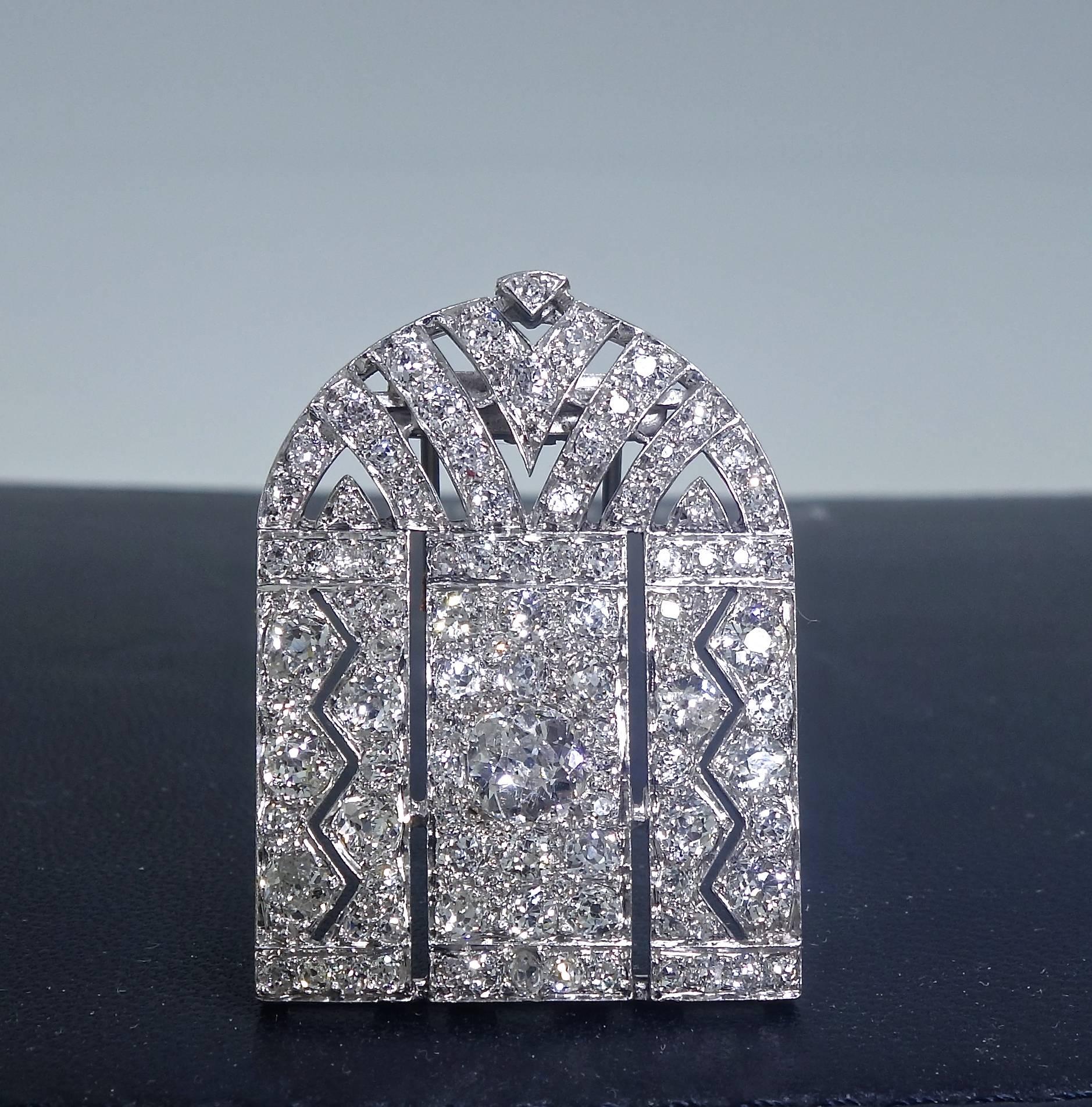 Art Deco Diamond and Platinum Clip 1