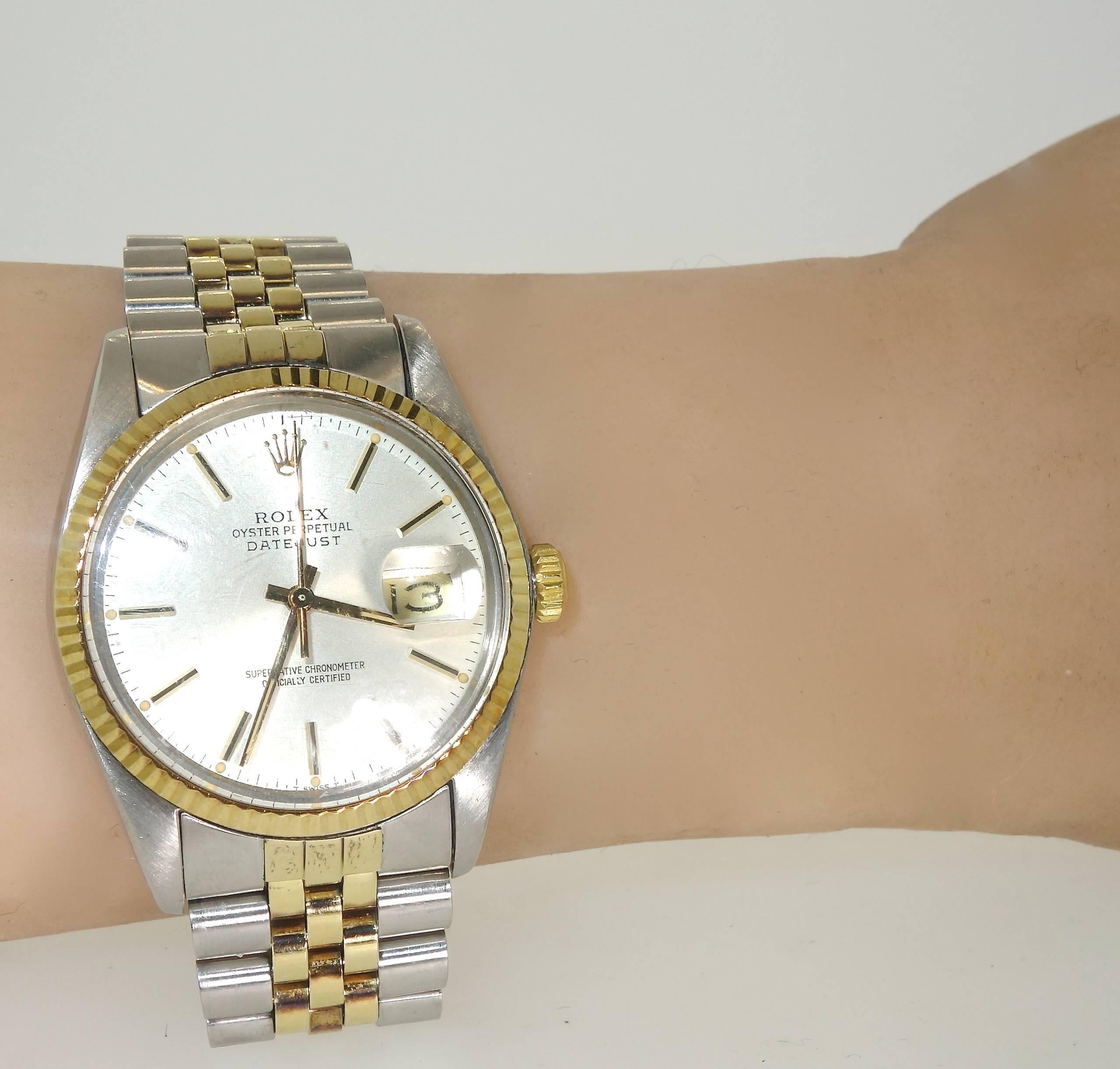 Rolex Yellow Gold stainless steel Oyster Perpetual Datejust Wristwatch In Good Condition In Aspen, CO