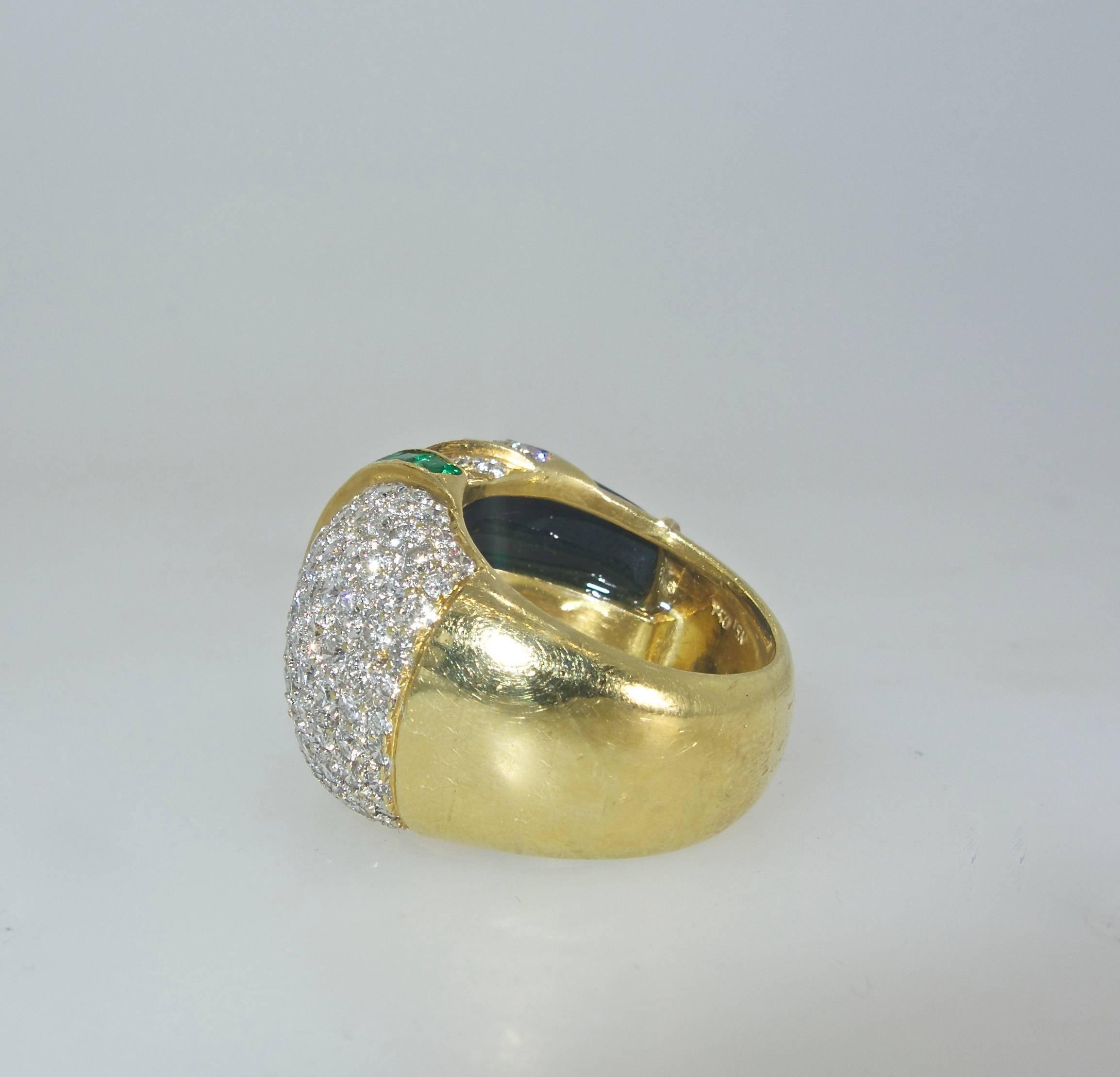 Contemporary Diamond Emerald Onyx Ring