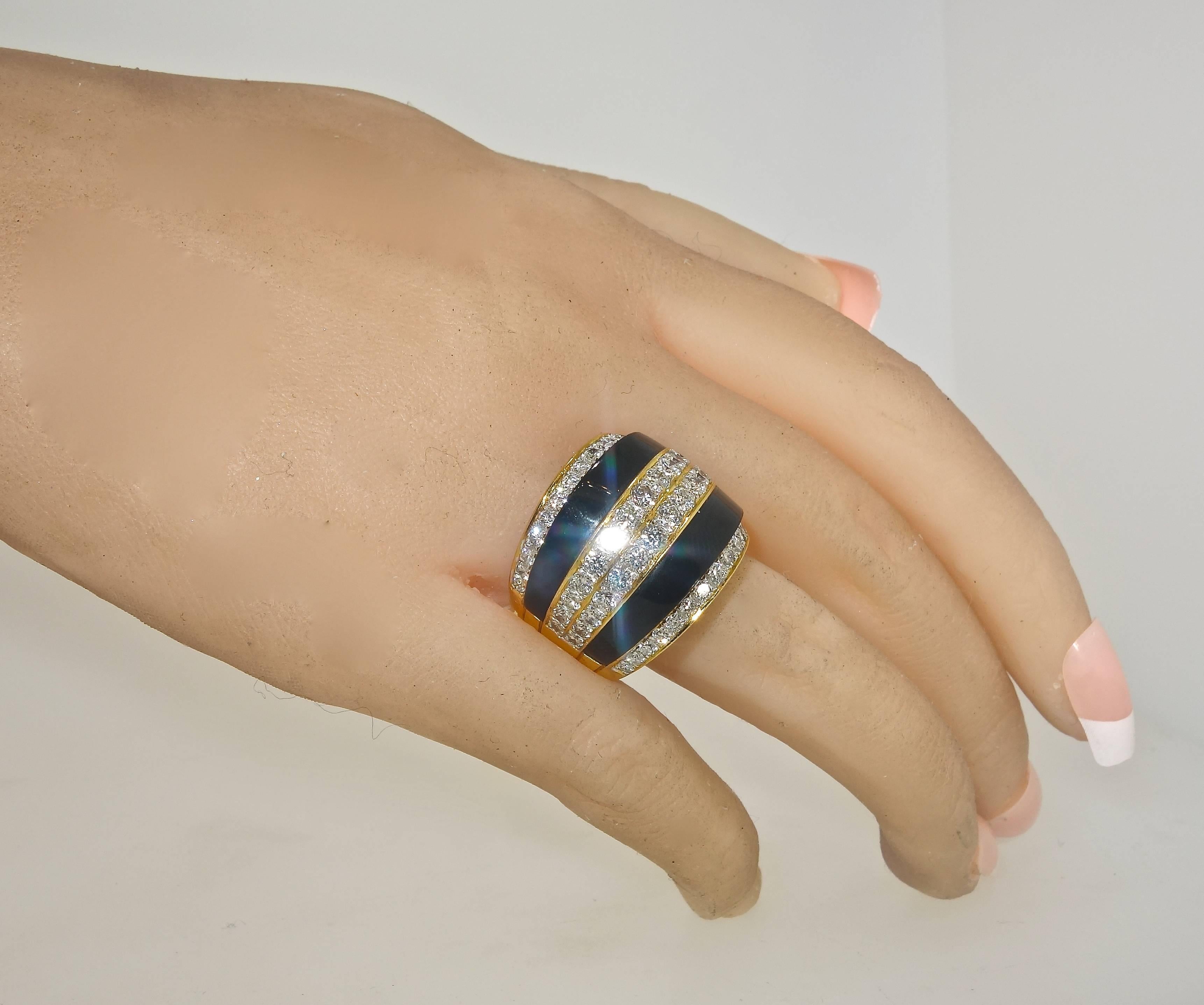 Women's or Men's Diamond Onyx Gold Ring