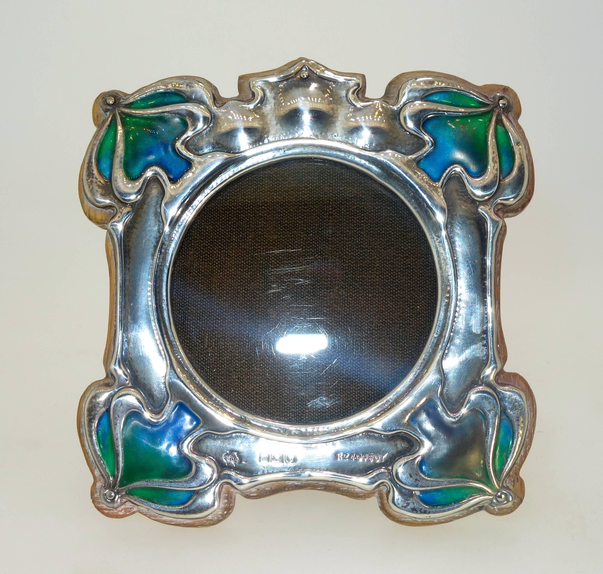 Women's or Men's Art Nouveau Sterling Silver and Enamel Frame, English, circa 1900