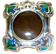 Art Nouveau Sterling Silver and Enamel Frame, English, circa 1900