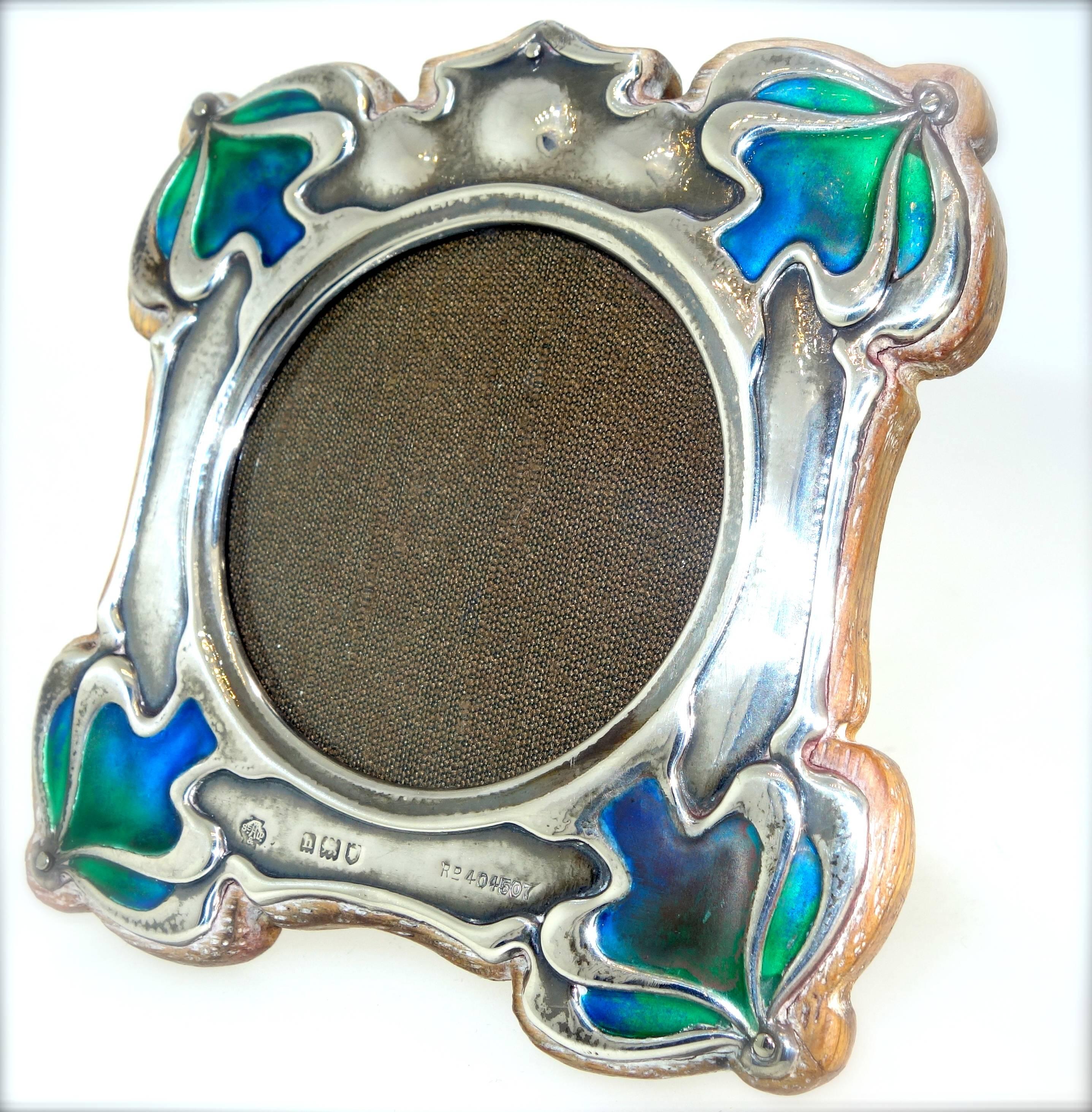 Art Nouveau Sterling Silver and Enamel Frame, English, circa 1900 In Good Condition In Aspen, CO