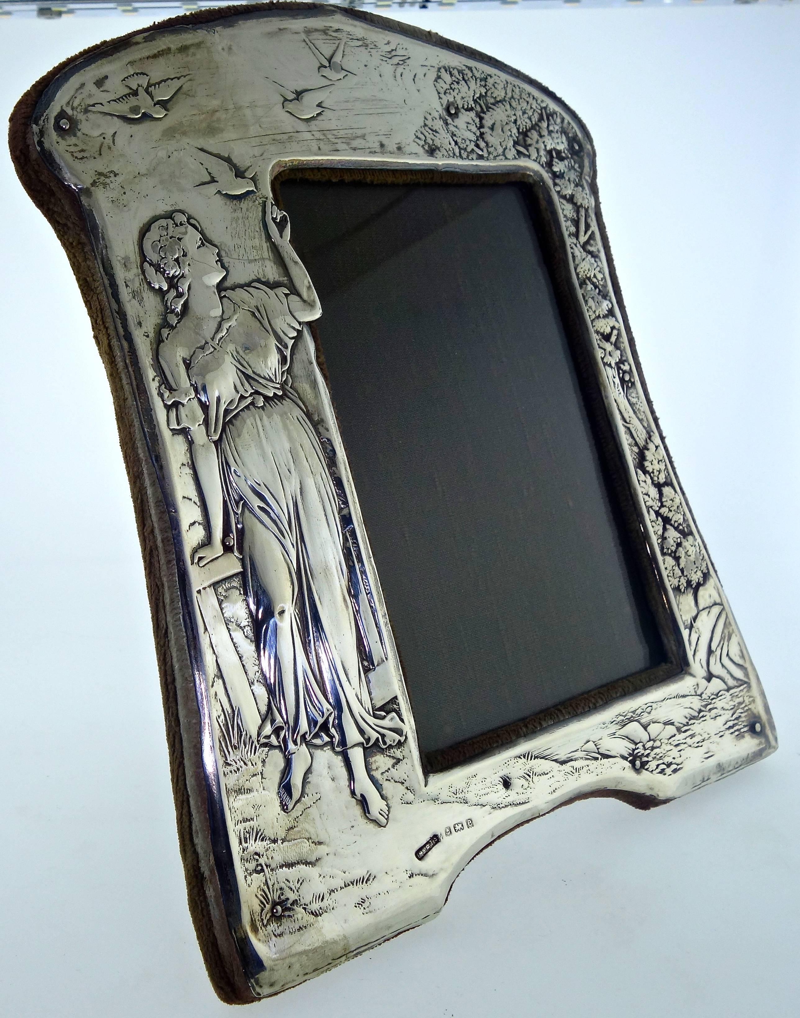 Women's or Men's English Sterling Silver Repousse Frame, circa 1895