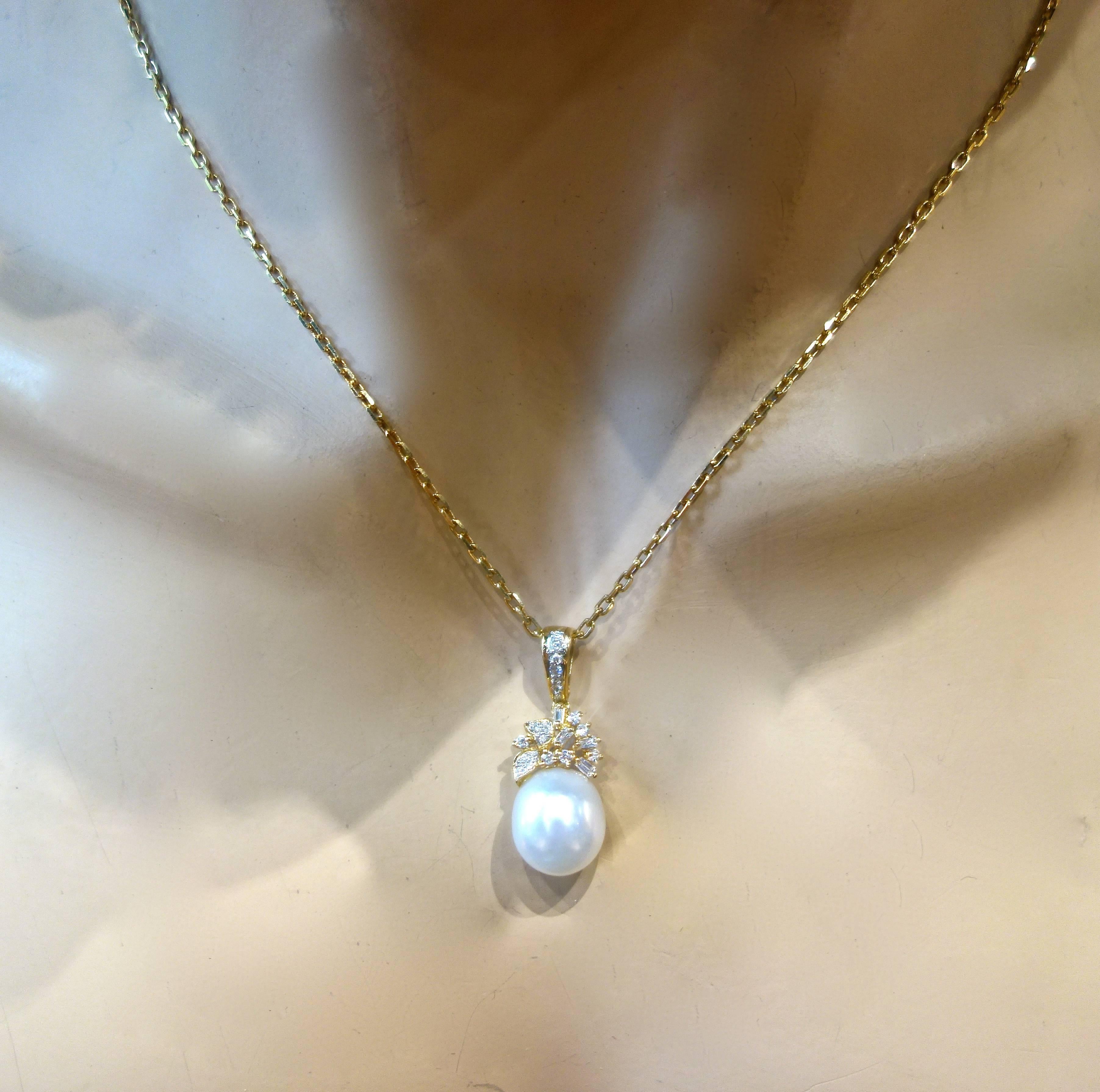 South Sea Pearl and Diamond Pendant Necklace 1