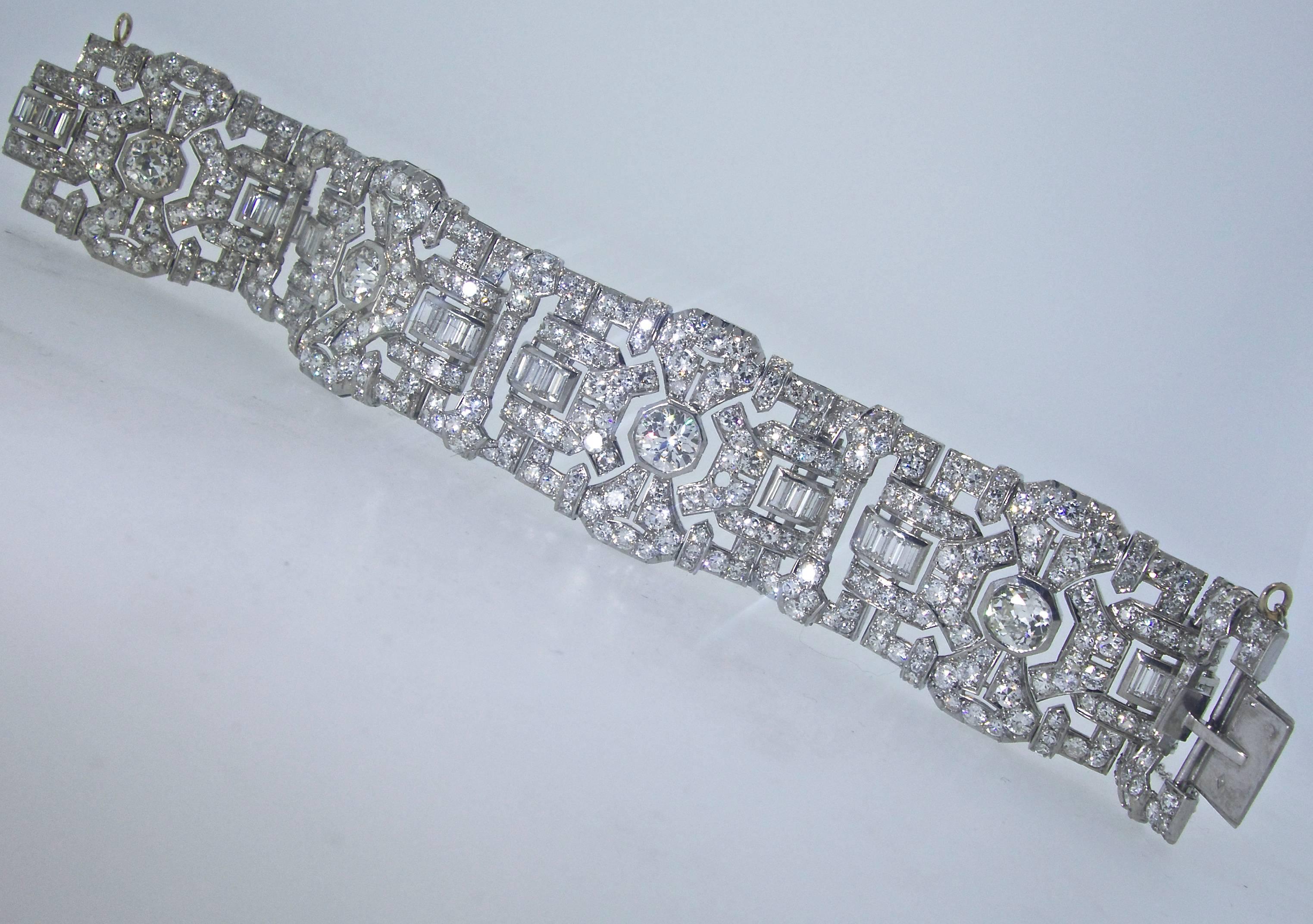 Women's or Men's Art Deco Diamond Platinum French Bracelet