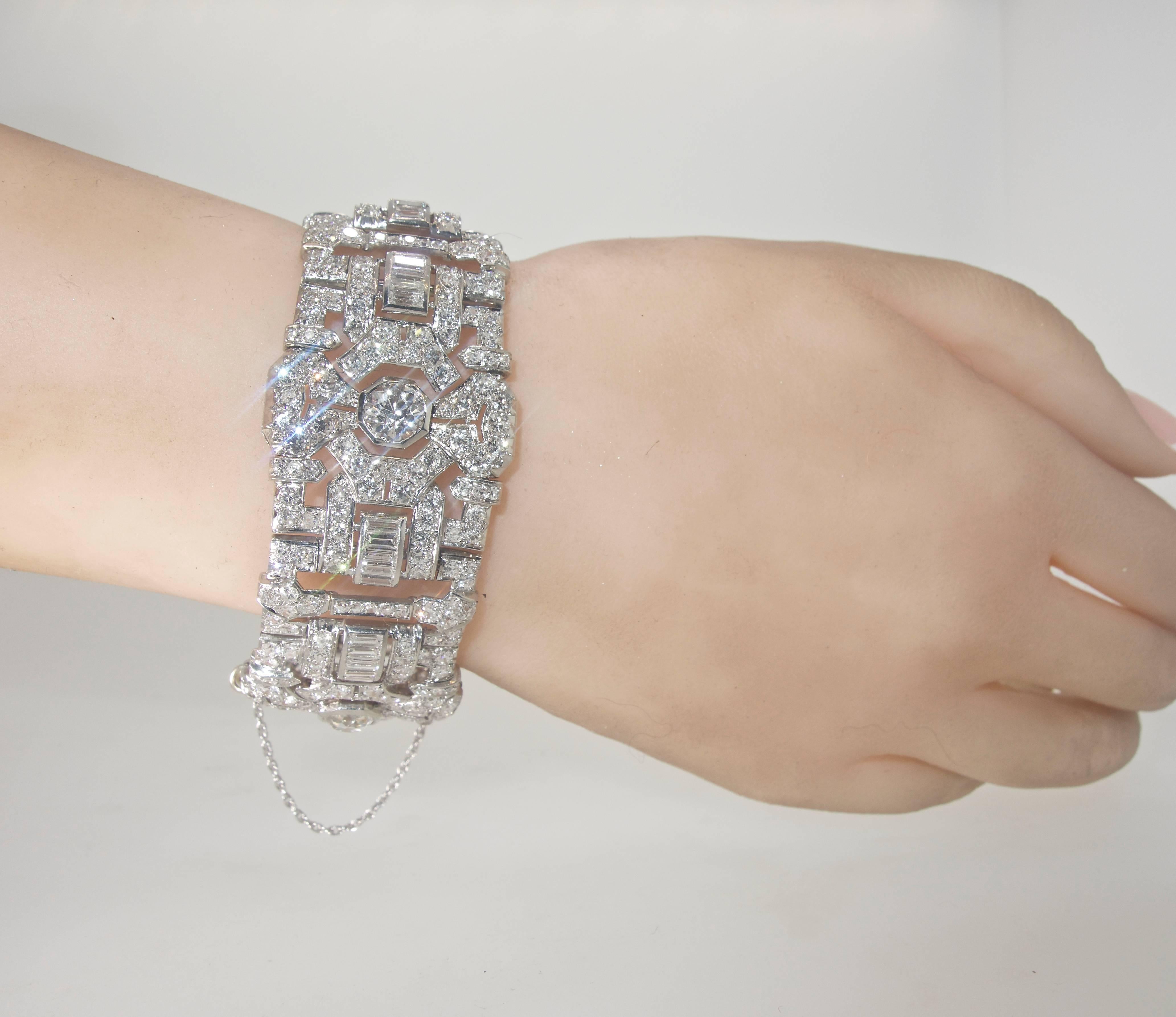 Art Deco Diamond Platinum French Bracelet 4