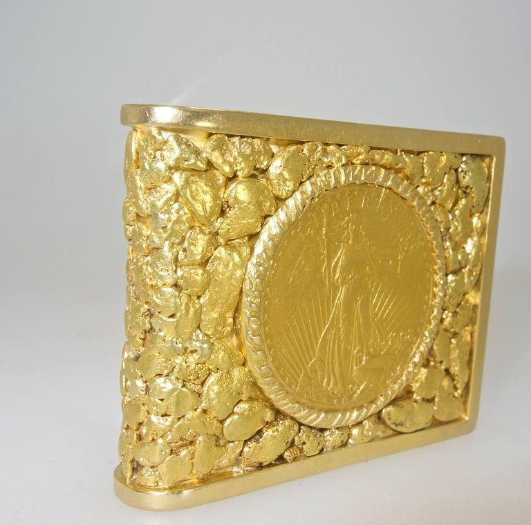 Gold Nugget and Coin Money Clip, circa 1915 For Sale at 1stdibs