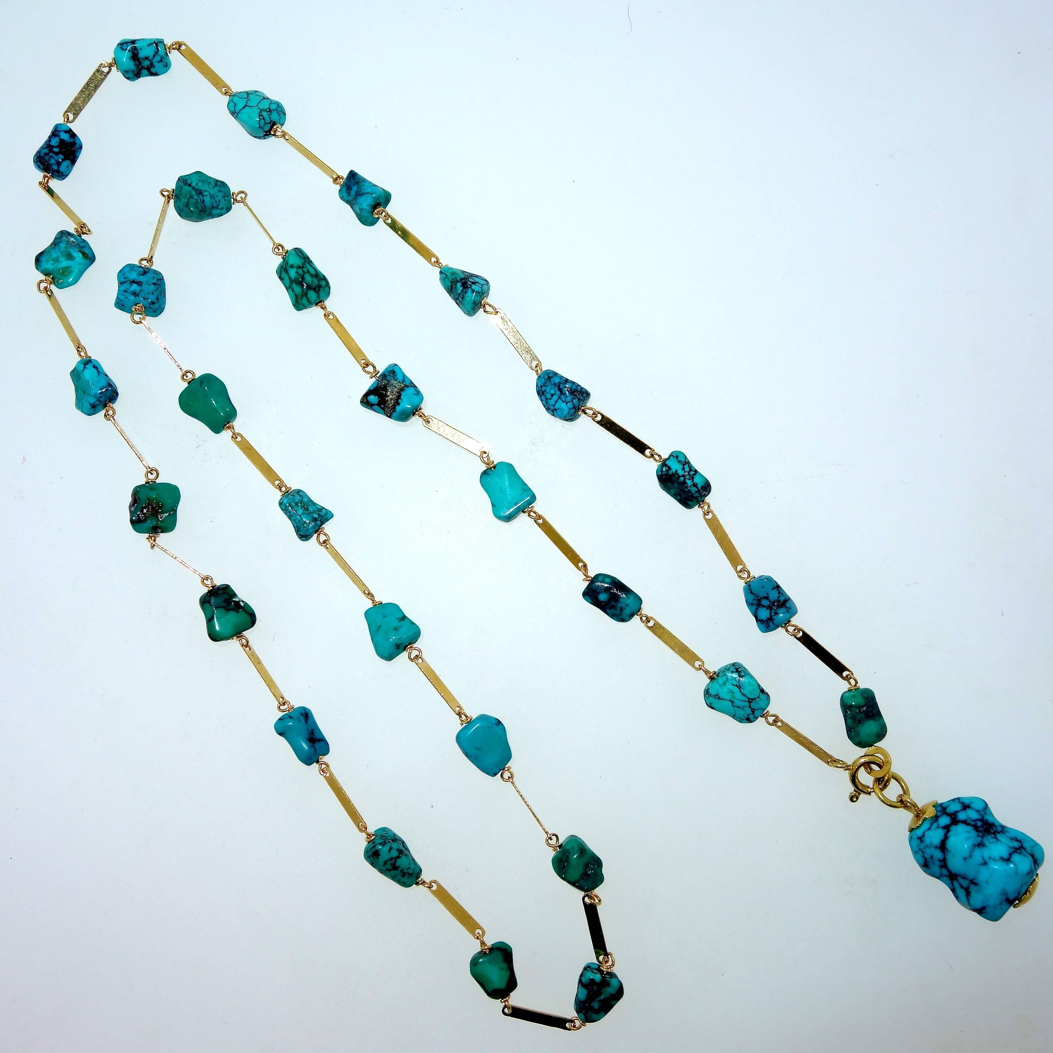 Persian Turquoise and Gold Sautoir 1