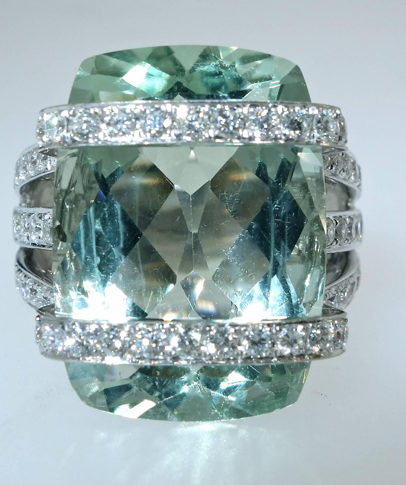 Diamond Aquamarine Ring In Excellent Condition In Aspen, CO