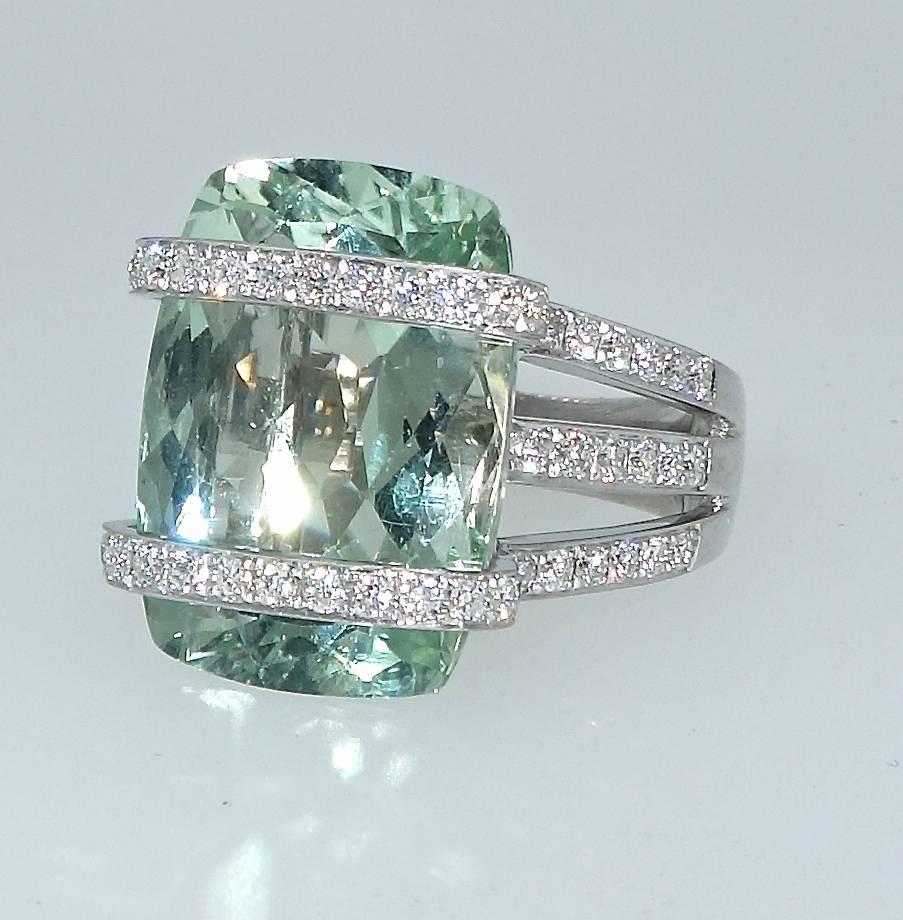 Modern Diamond Aquamarine Ring