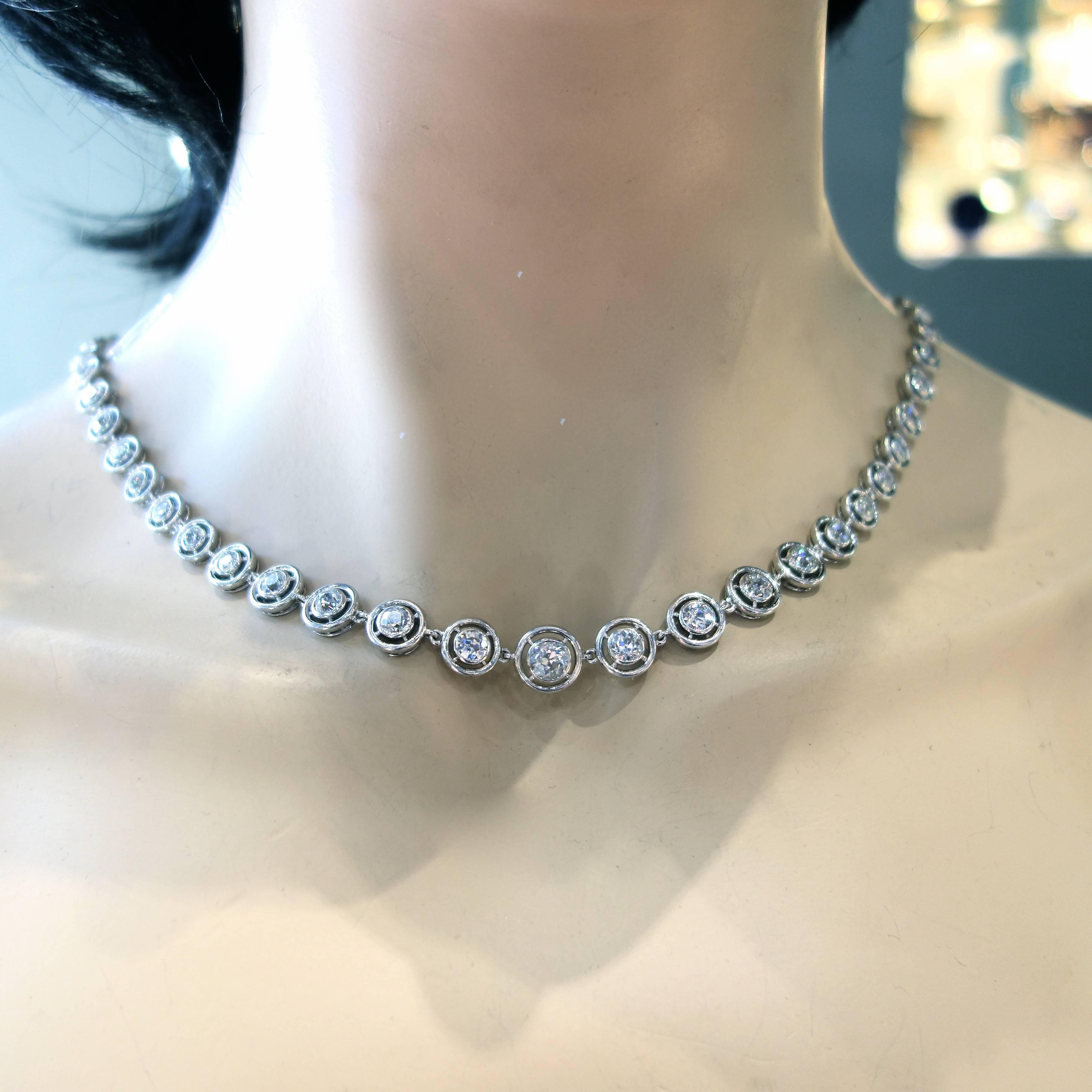 Platinum and Diamond Riviere Necklace 1