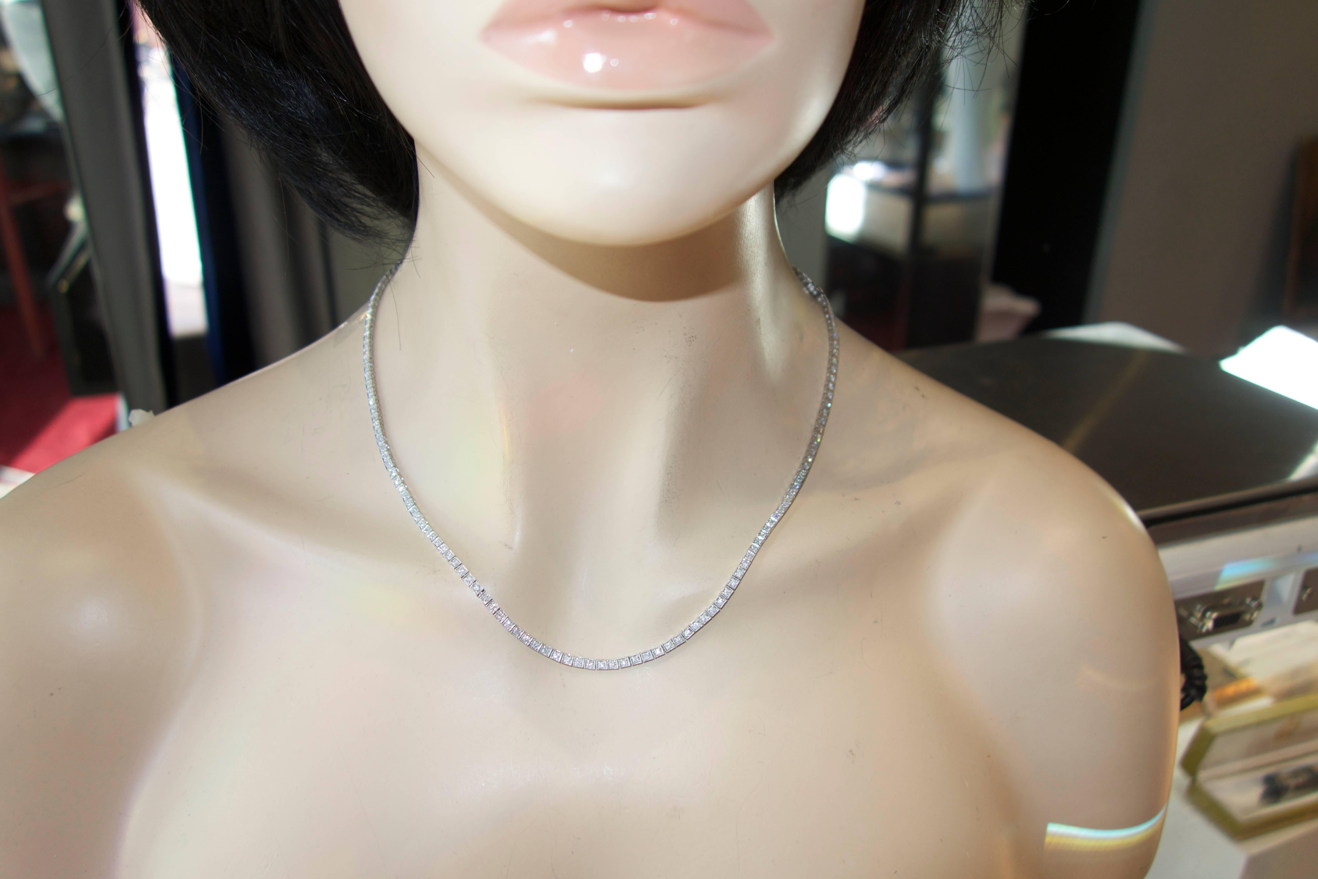  Diamond and White Gold Necklace In Excellent Condition In Aspen, CO