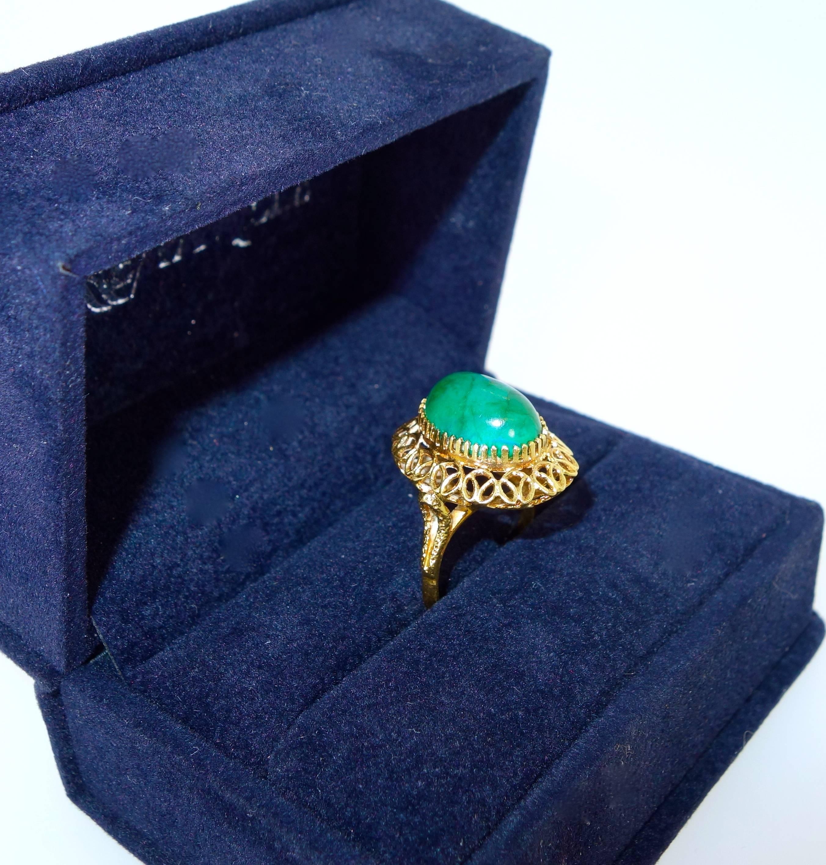 Contemporary Malachite and Gold Ring